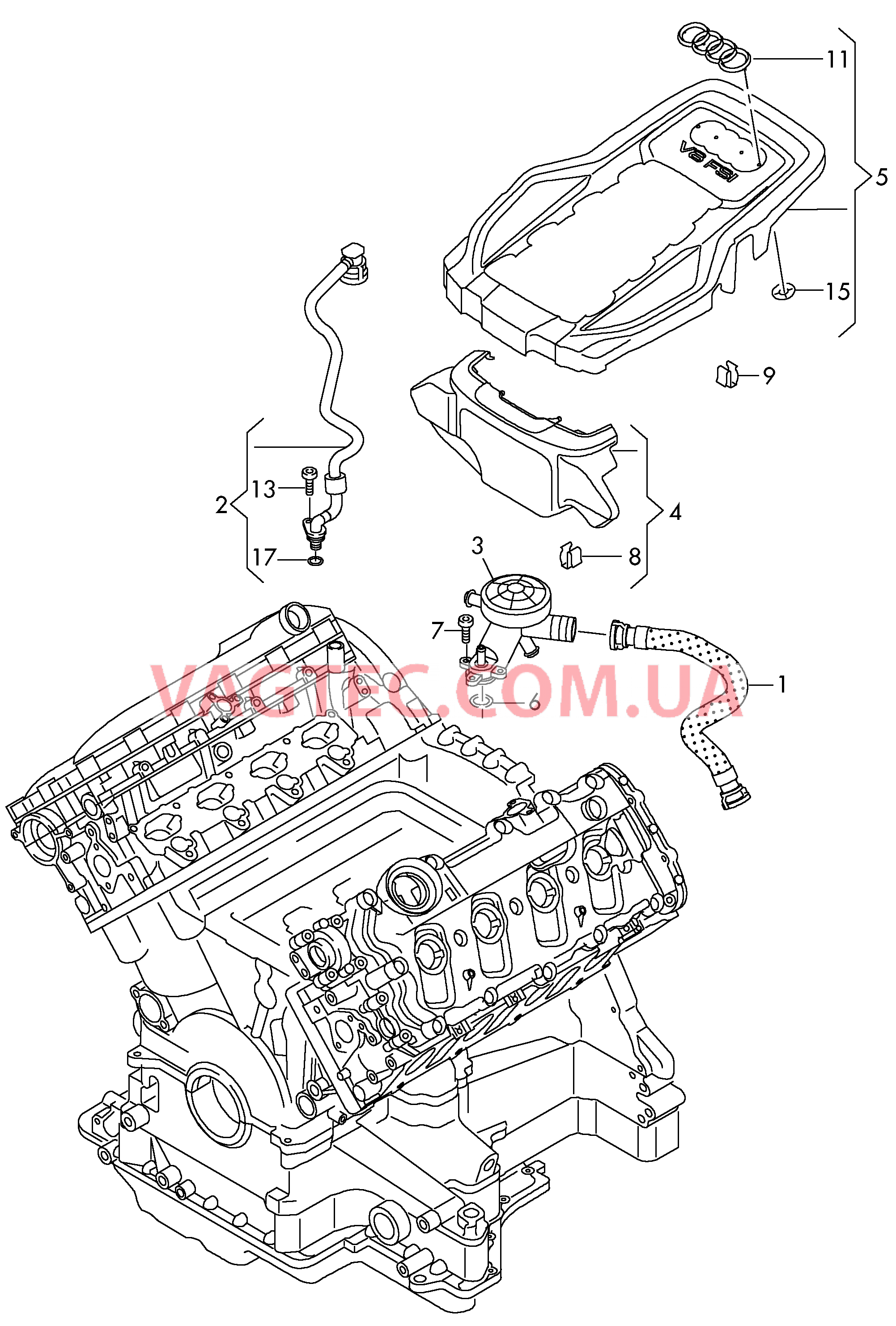 Вентиляция для крышки головки блока  Защита картера двигателя  для AUDI A8 2013