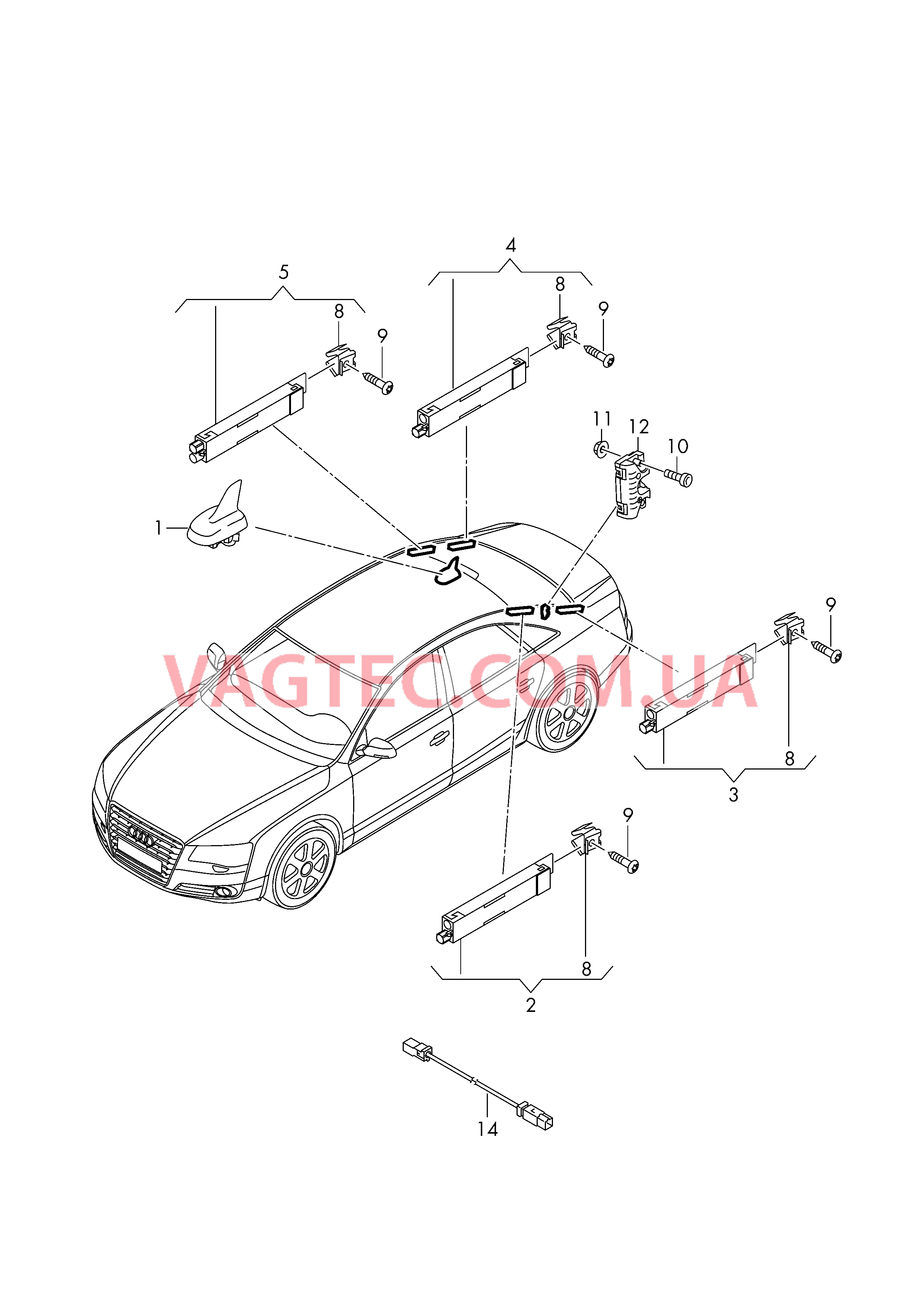 Антенна Усилитель антенны  для AUDI A8 2010-1