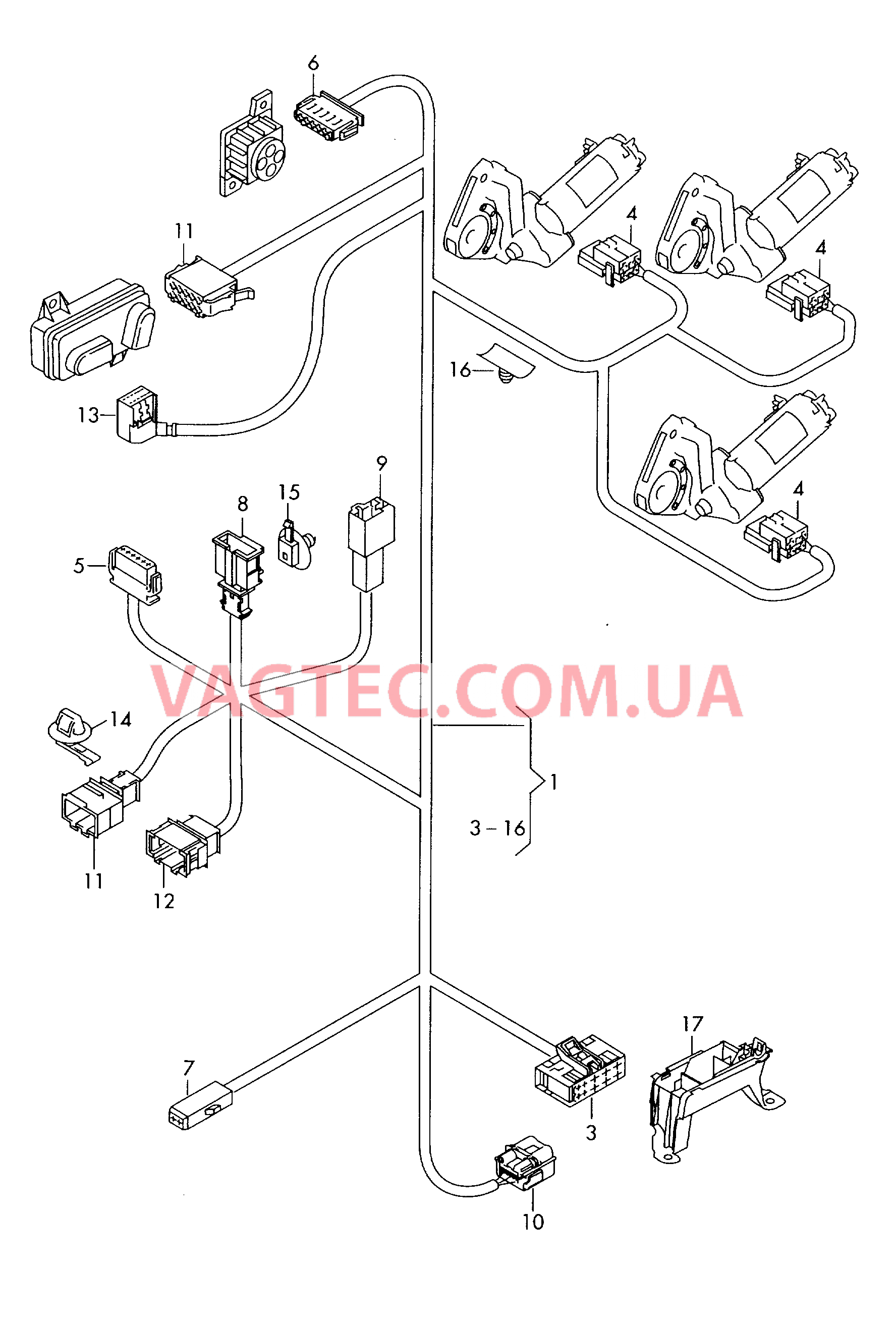 Жгут проводов каркаса сиденья для а/м с электрической регулировкой сидений  для AUDI TT 2013