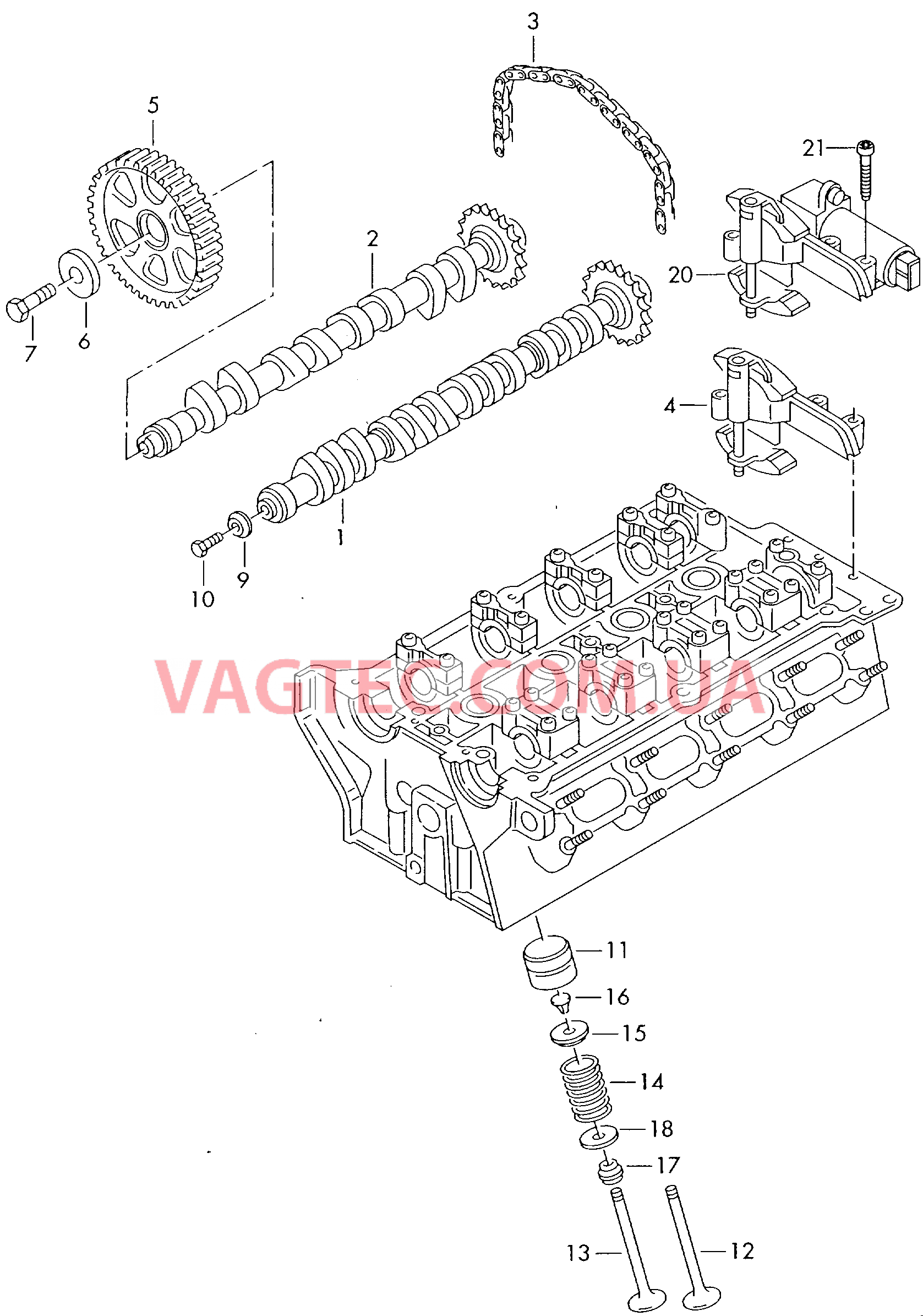 Распределительный вал, клапаны  для AUDI A6Q 2001