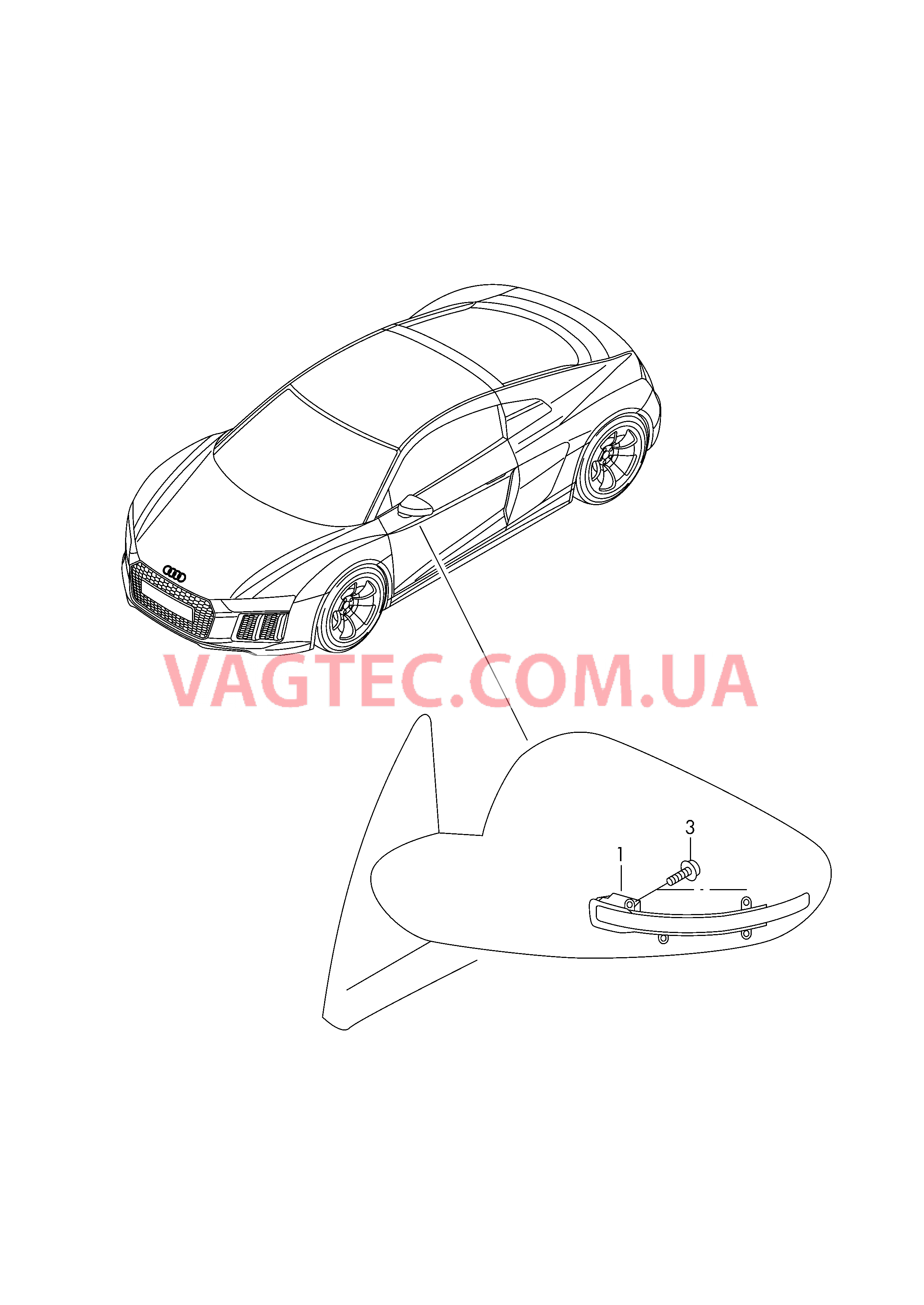 Фонарь указателя поворота Наружные зеркала  для AUDI R8 2016