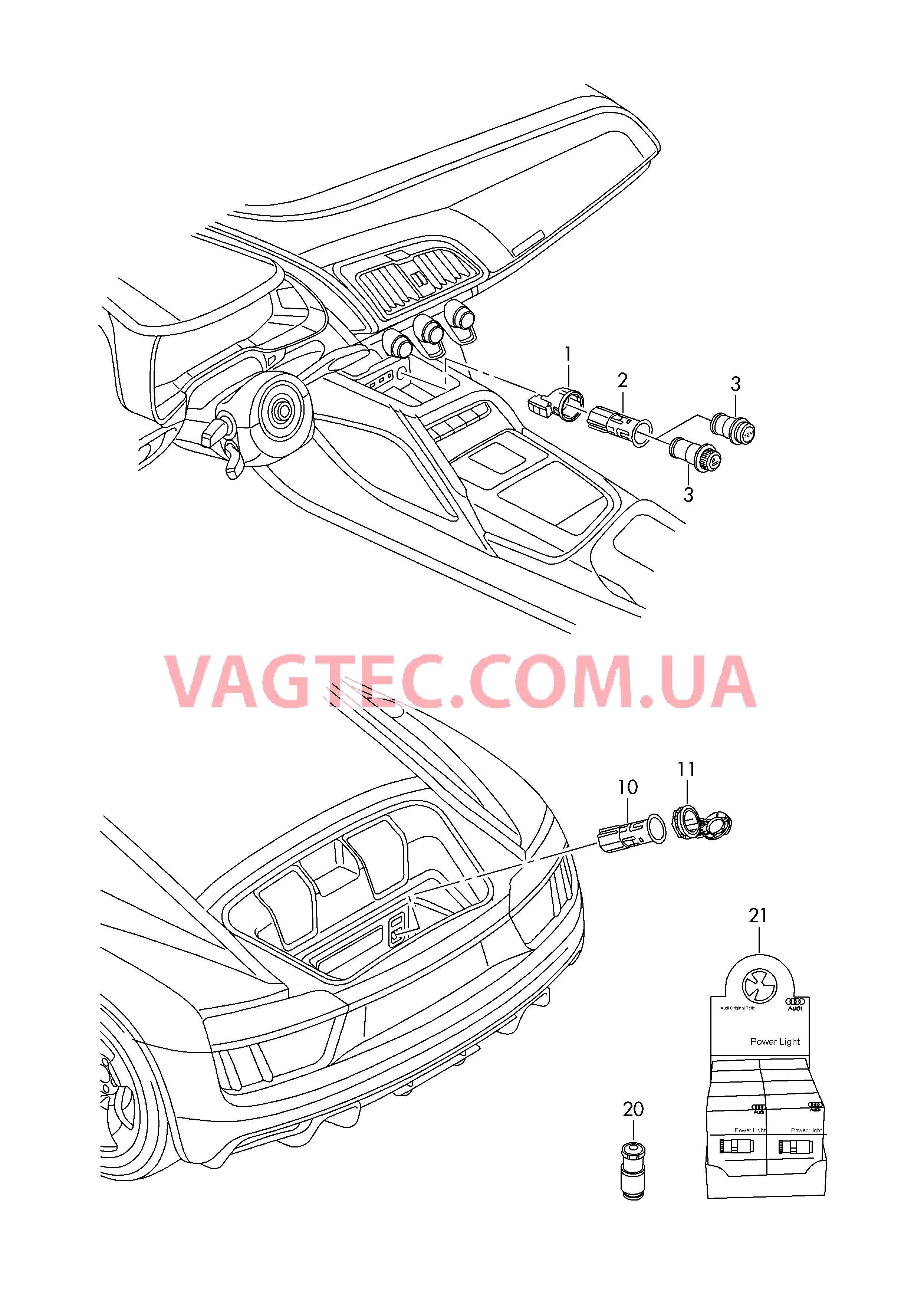 Штепсельный разъем Прикуриватель Штепсельный разъем Обивка багажного отсека Аксессуары  для AUDI R8 2017