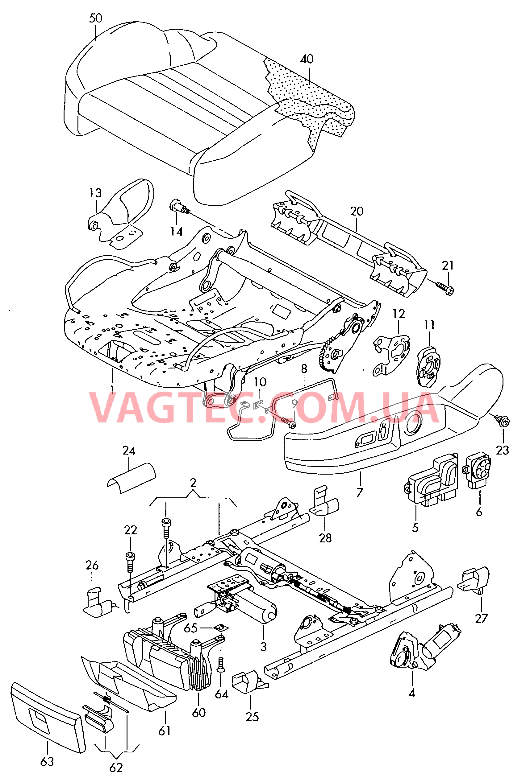 Каркас сиденья (с электр. приводом регулировки)  для AUDI R8 2013