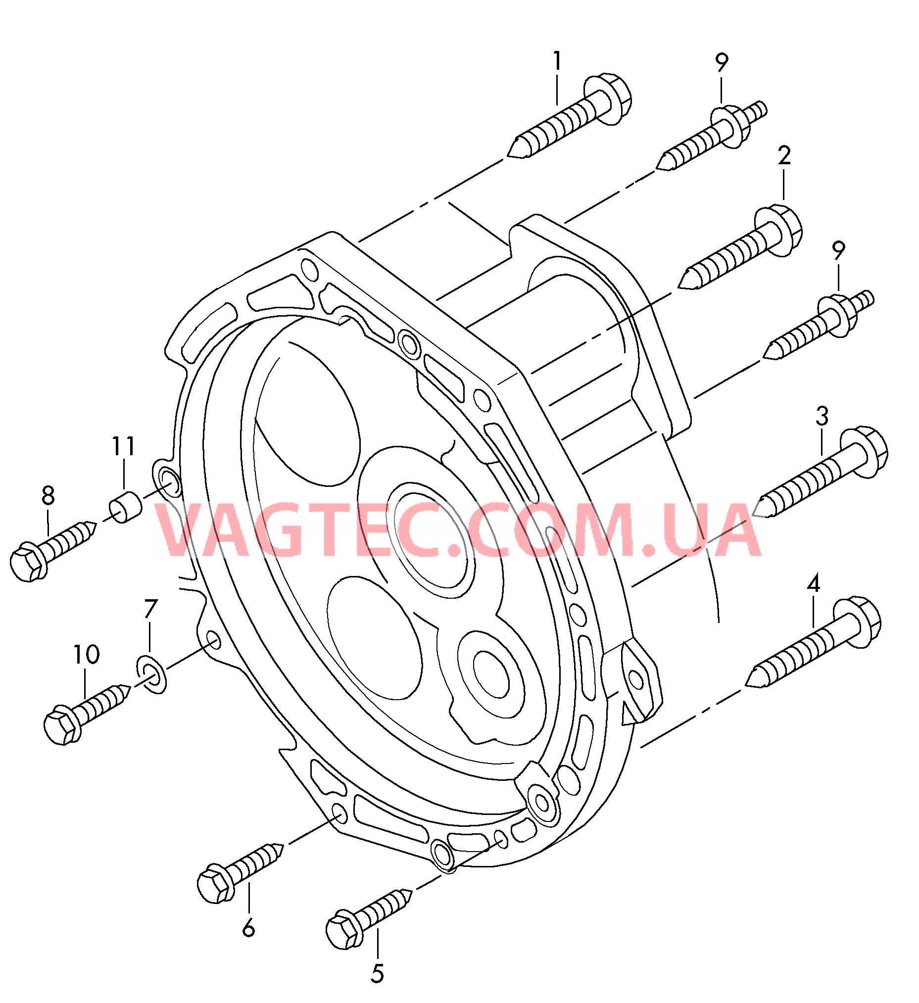 Детали крепления для двигателя и КП  7-ступ. КП DSG для полного привода  для AUDI TTRS 2012