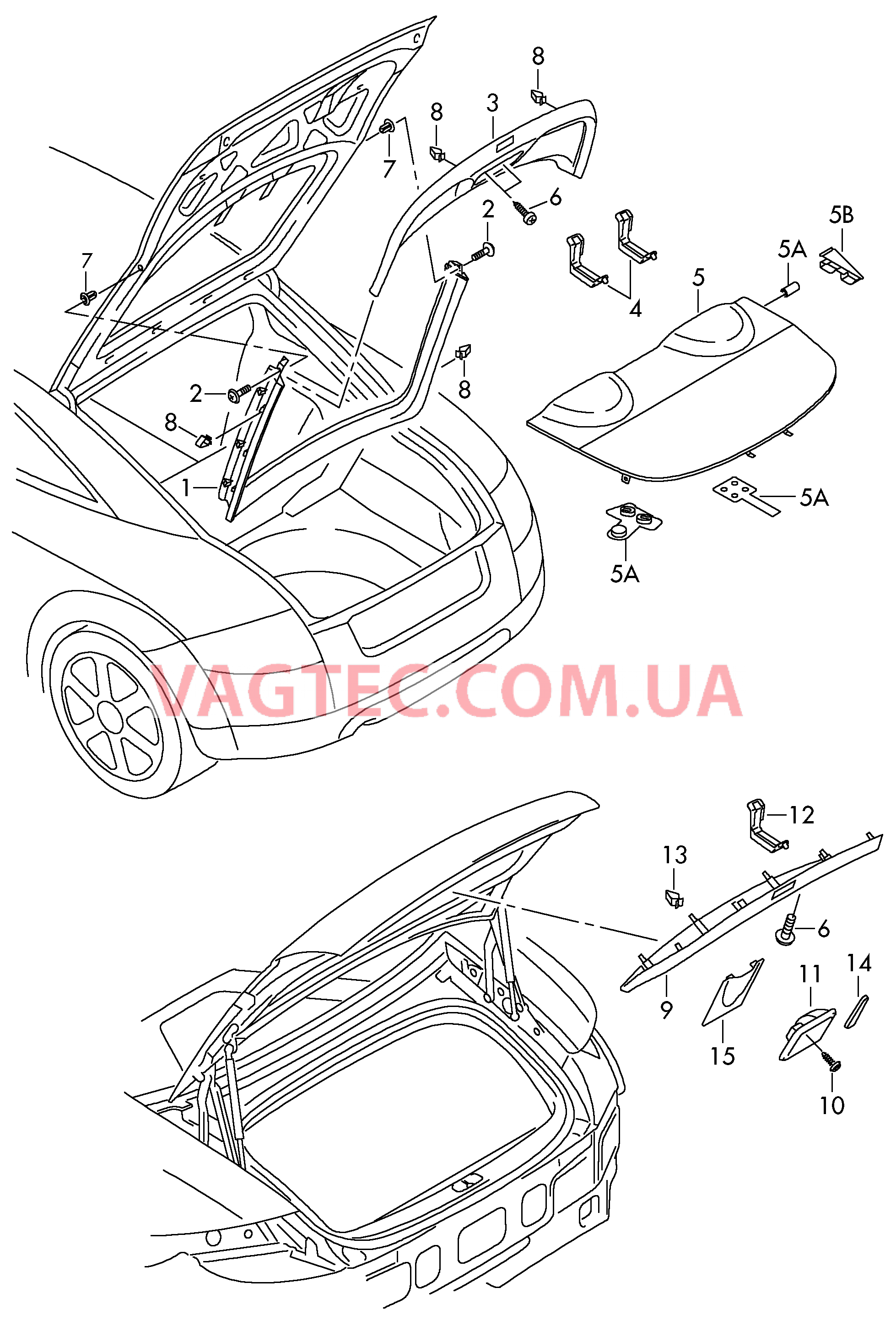 Облицовка крышки багаж. отсека Крышка обшивки багажника  для AUDI TT 2007