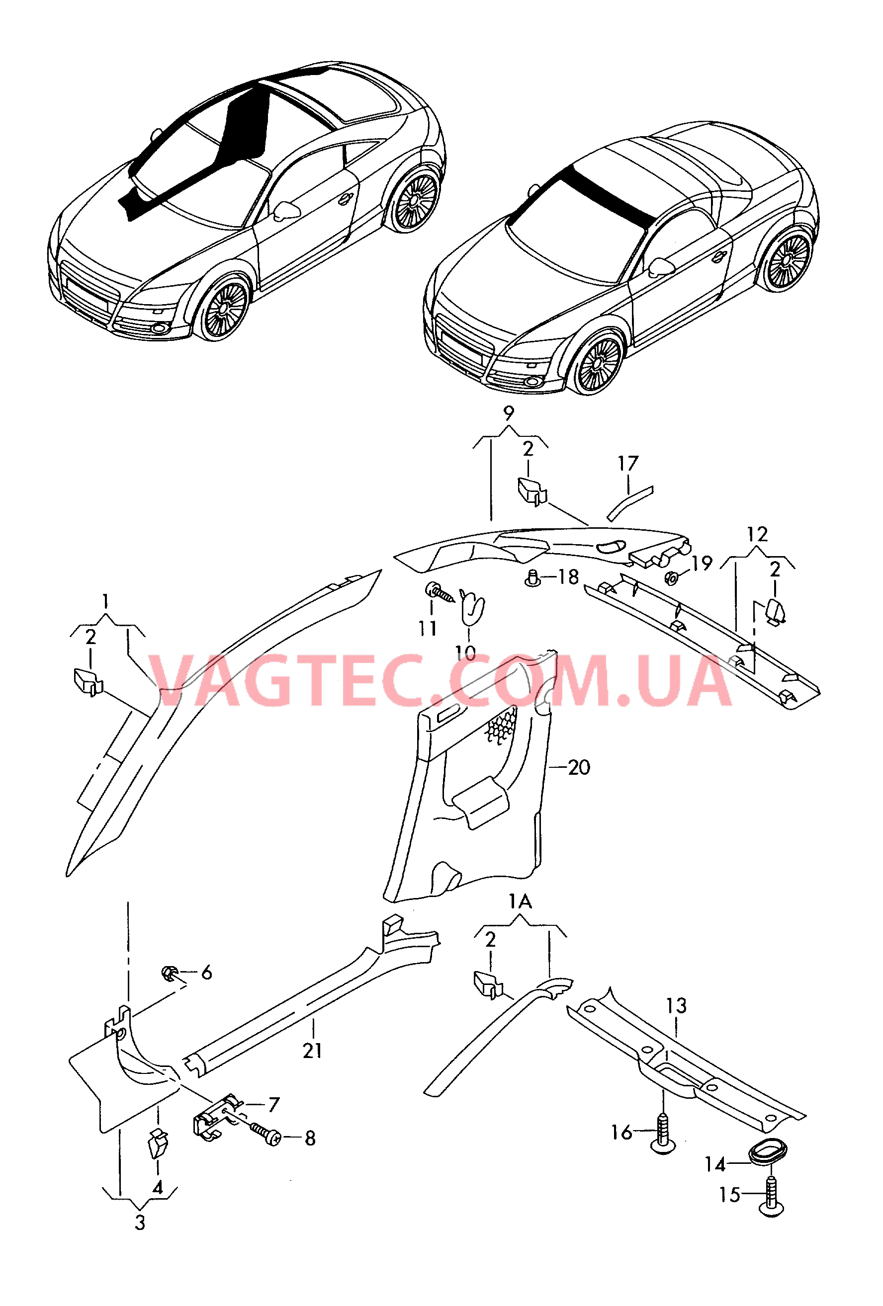 Облицовка стойки  для AUDI TT 2014
