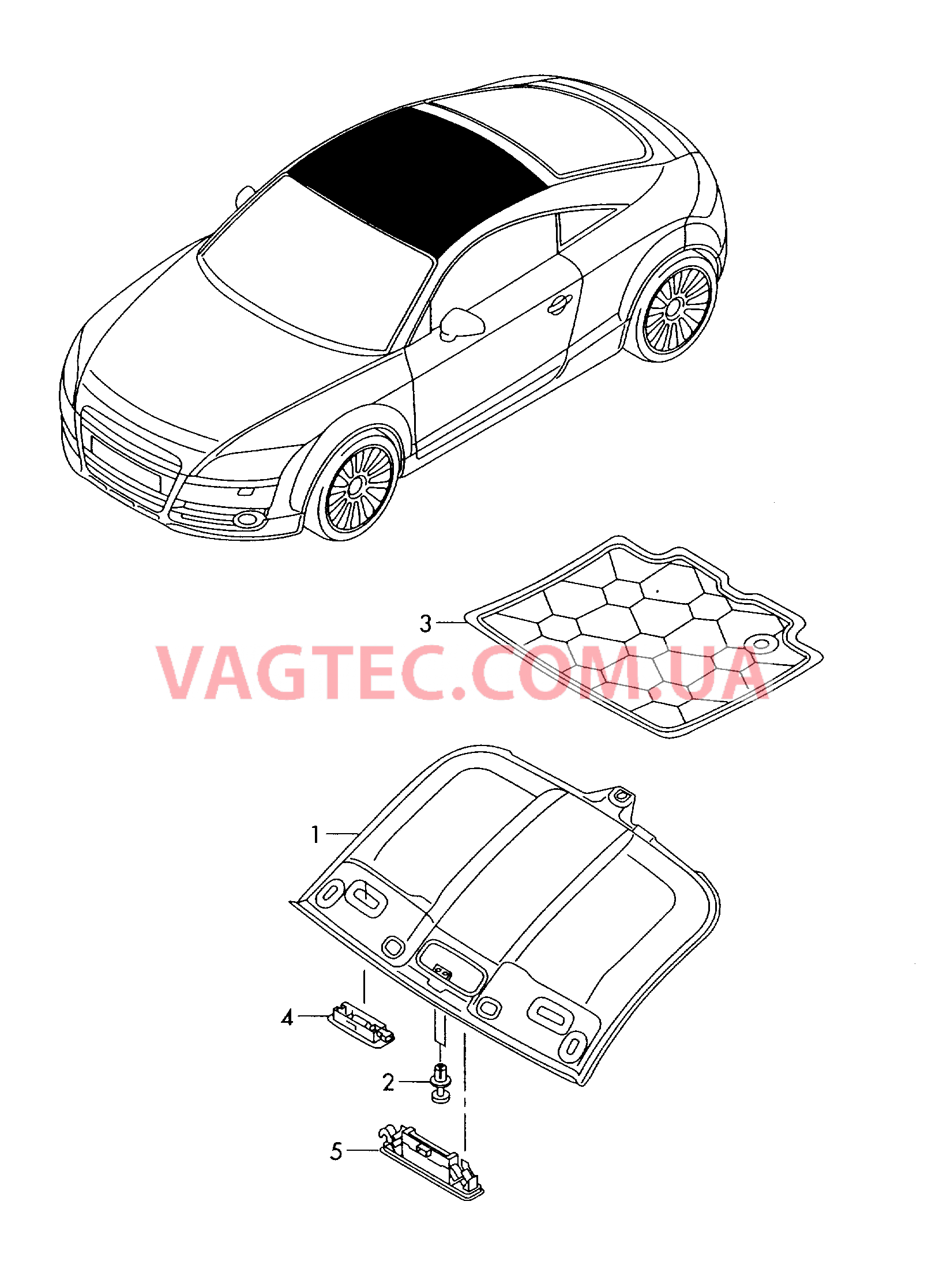 Обивка крыши Шумоизоляция крыши  для AUDI TT 2007