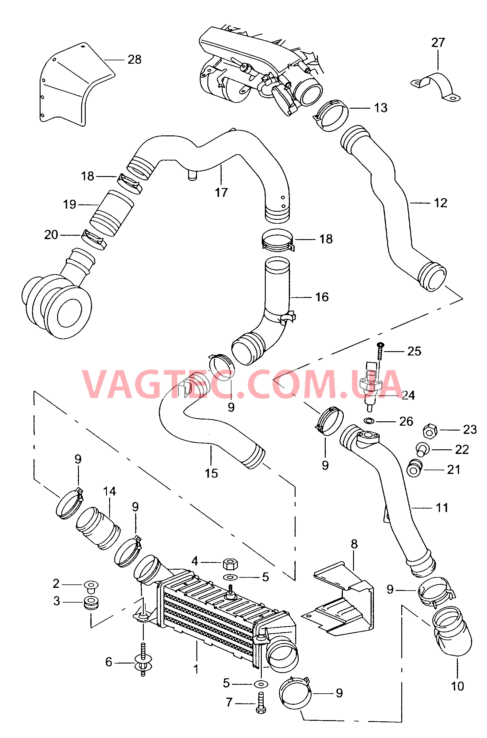 Охладитель наддув. воздуха Патрубок впускного тракта  для SEAT Ibiza 2002