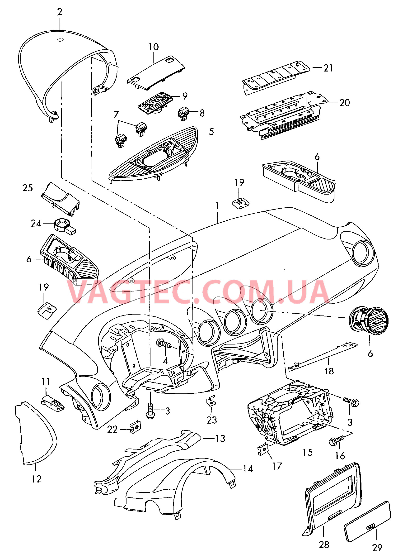 Панель приборов Детали, встроен. в пан. приб.  для AUDI TT 2007