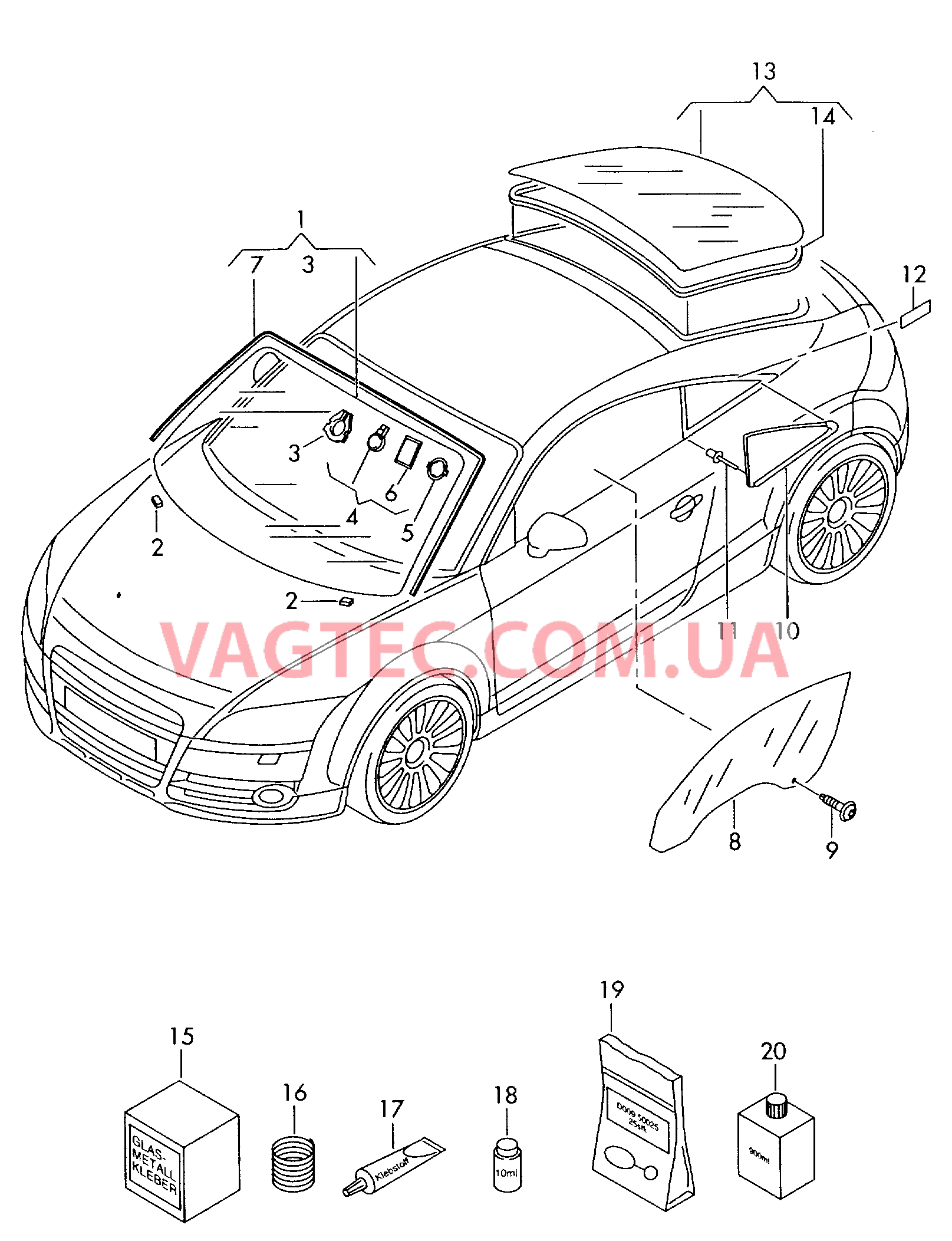 Стёкла  для AUDI TT 2013