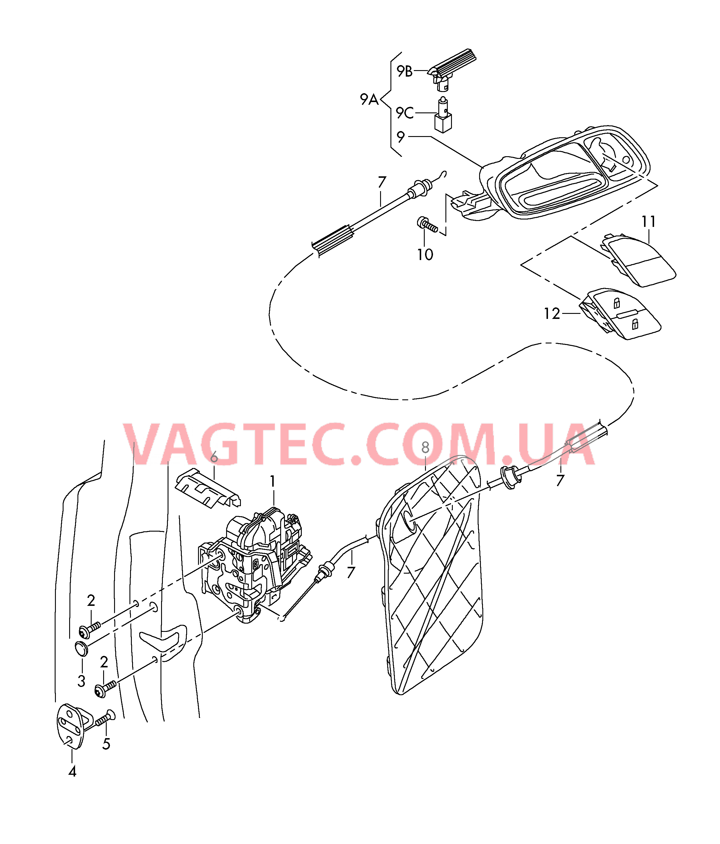 Замок двери Рычаг привода дверного замка  для AUDI TT 2007