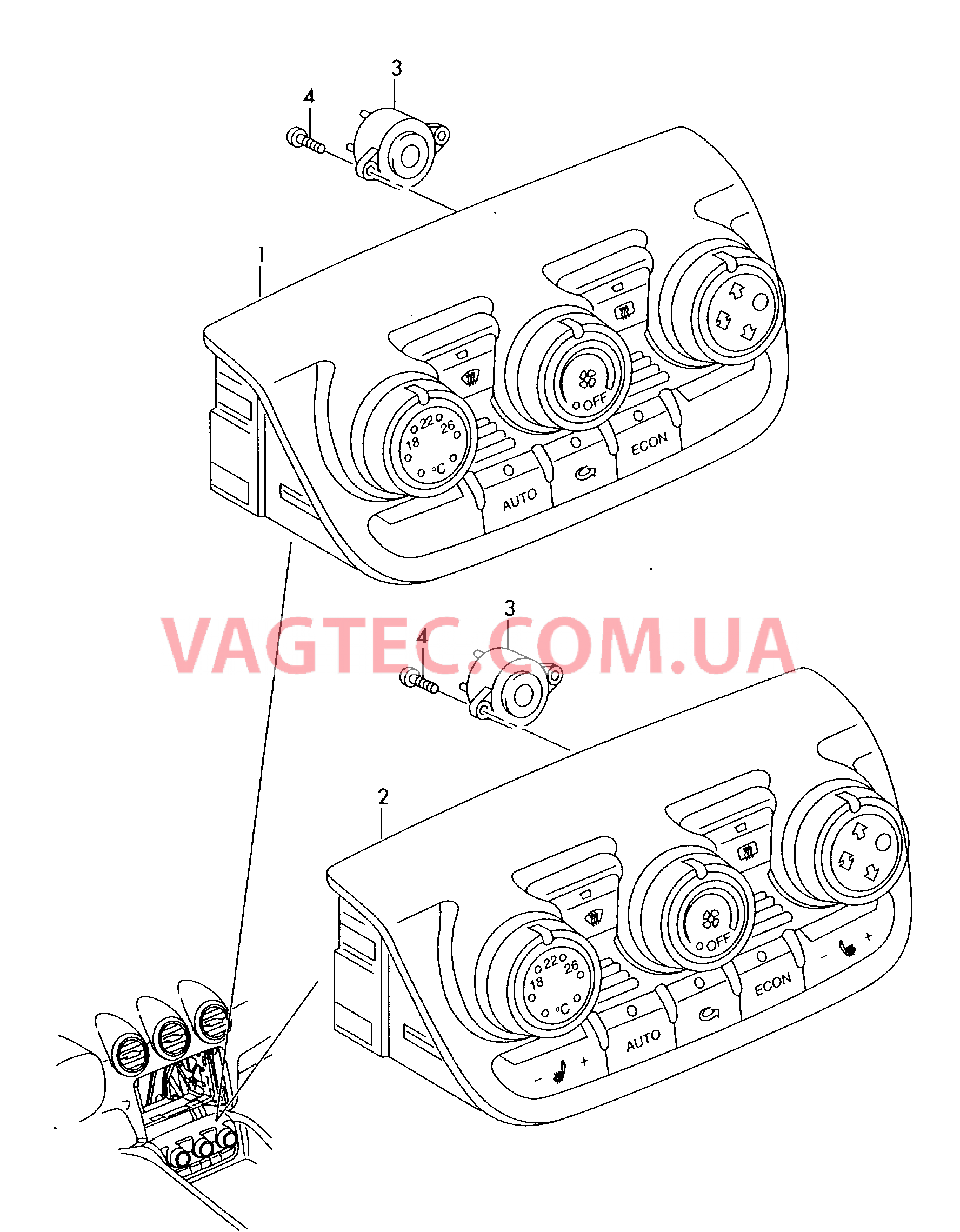 Панель управления и индикации климатической установки CLIMATRONIC  для AUDI TT 2008