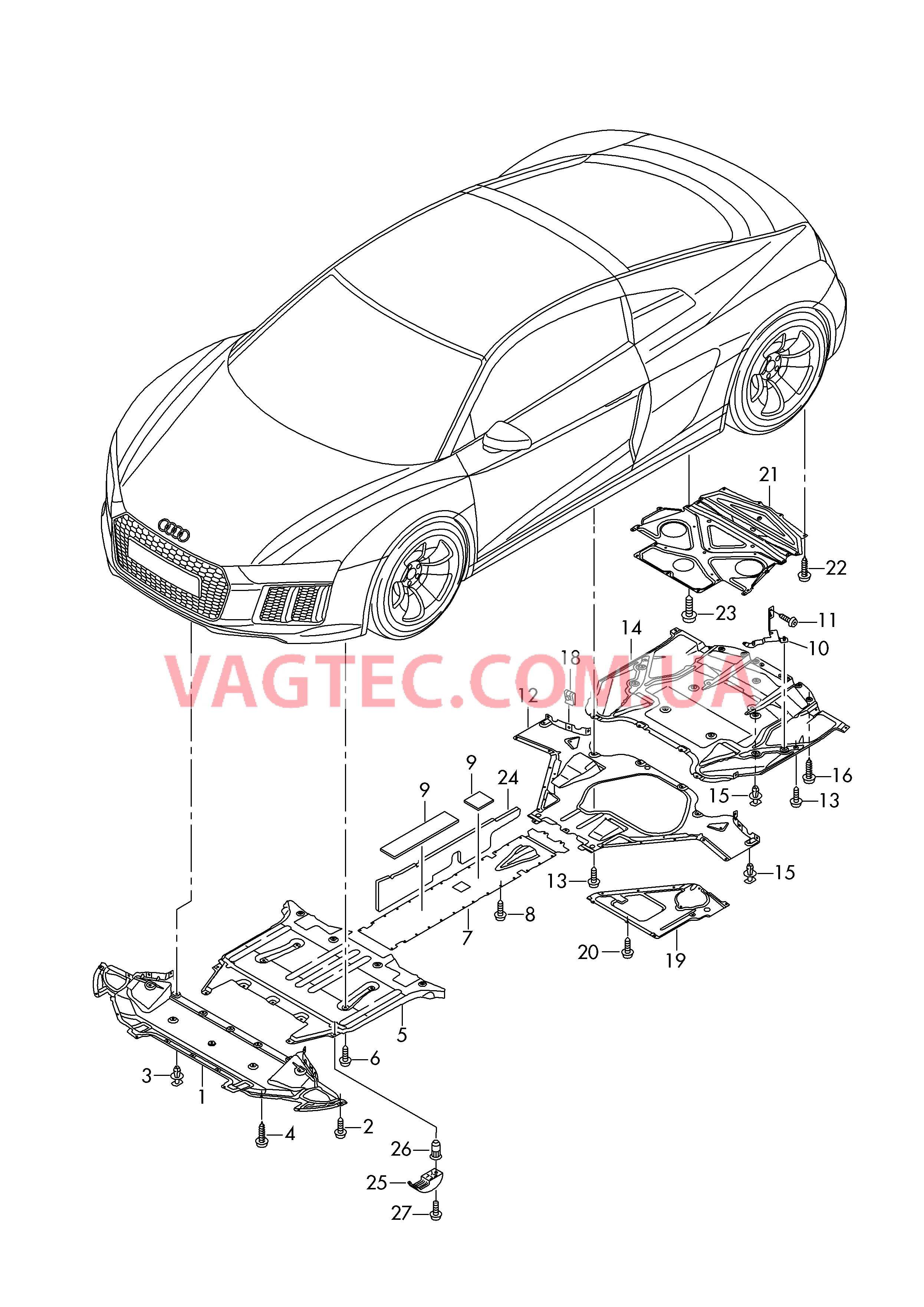 Облицовка днища  для AUDI R8 2016