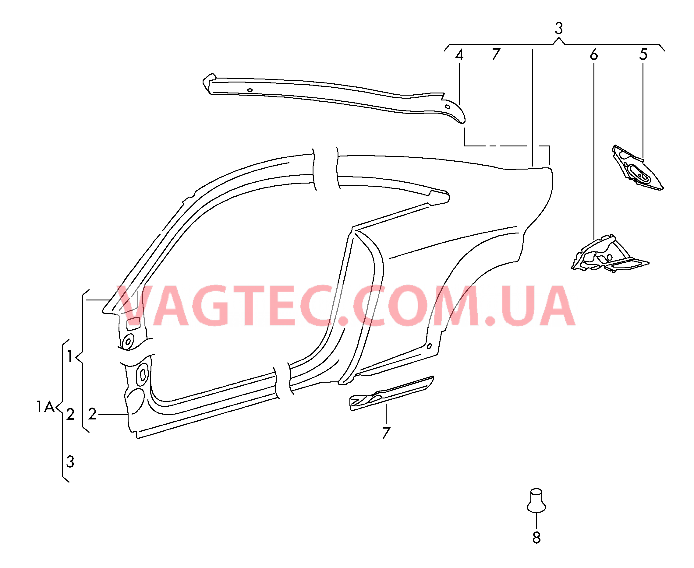 Отрезная деталь боковина  для AUDI TT 2008