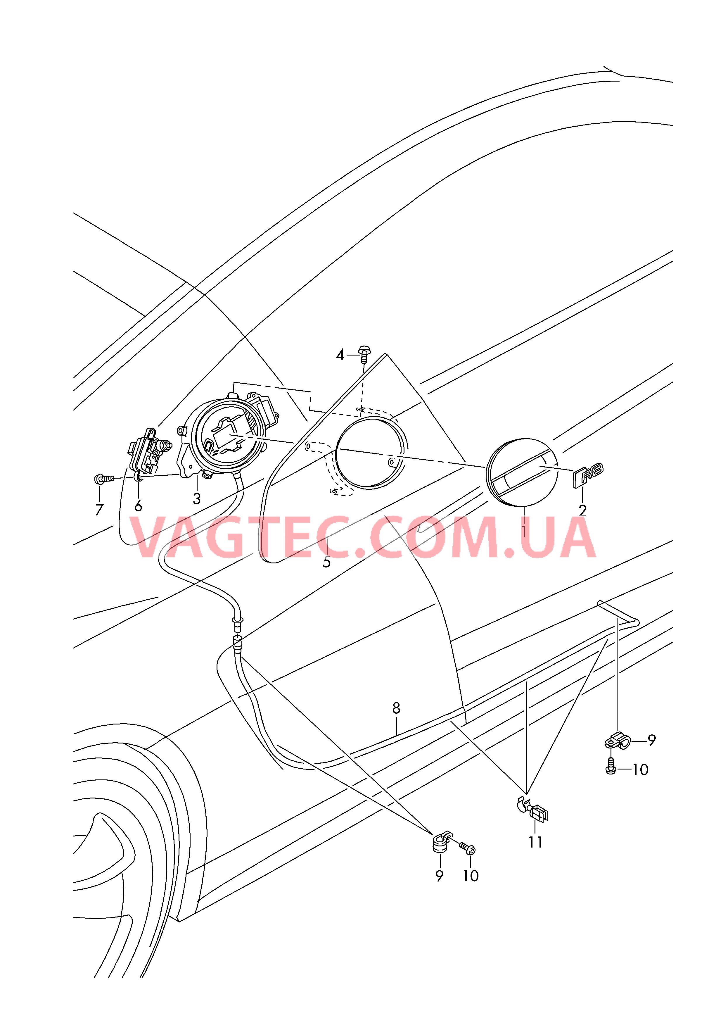 Крышка лючка залив. горловины  для AUDI R8 2016