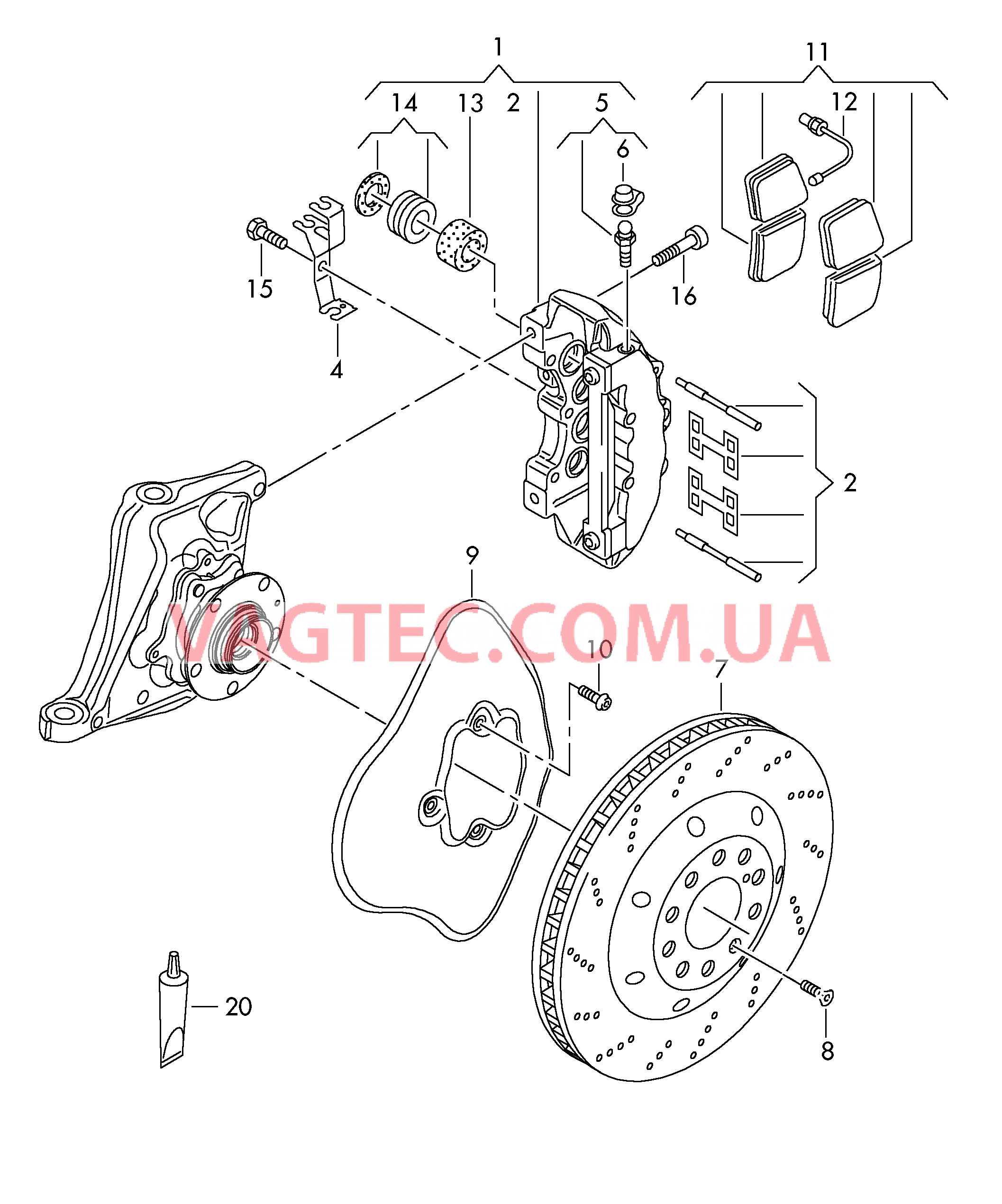 Неподвижный суппорт  Тормозной диск (вентилир.)  для AUDI R8 2017