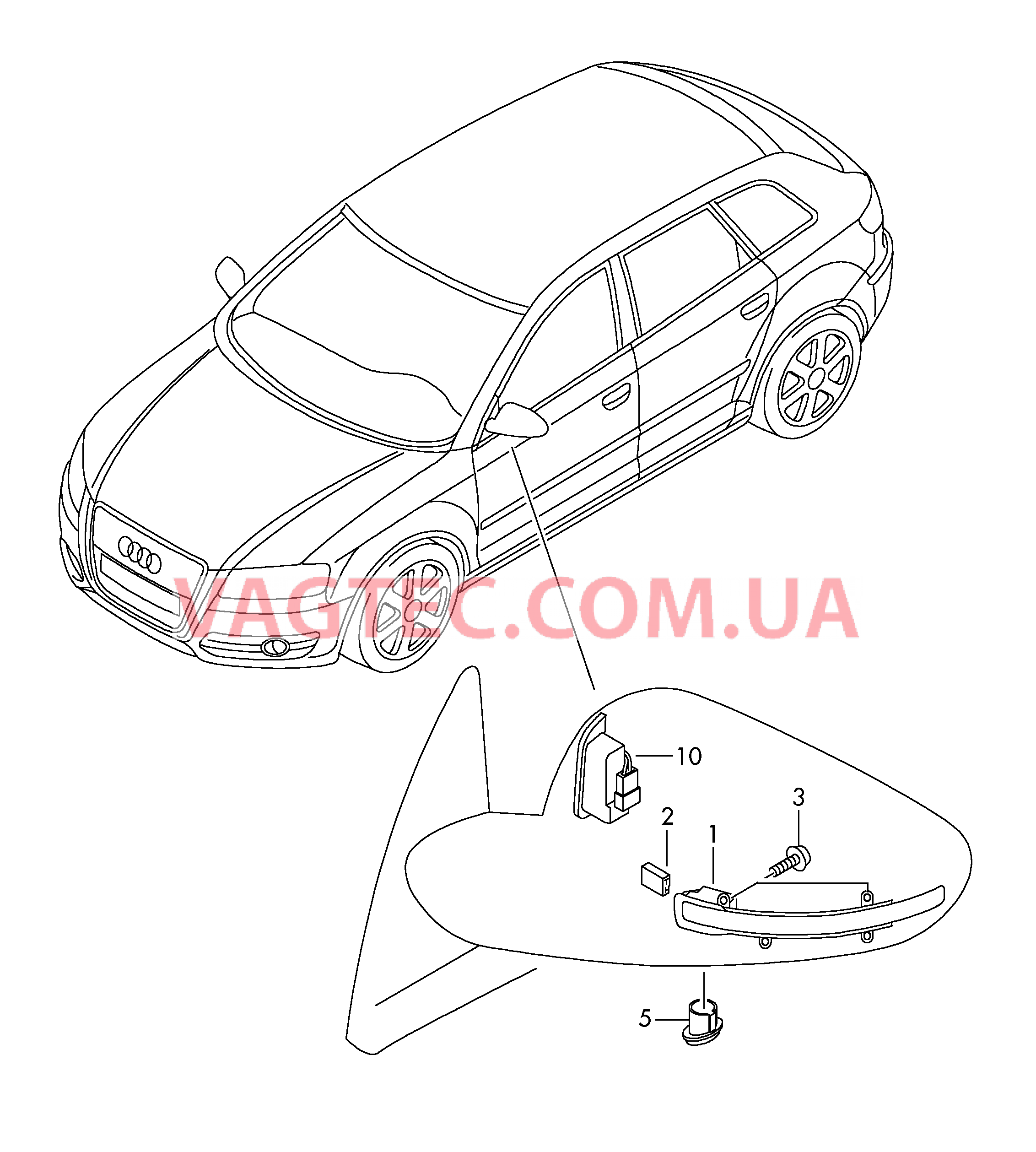 Фонарь указателя поворота Наружные зеркала  для AUDI RS3 2012