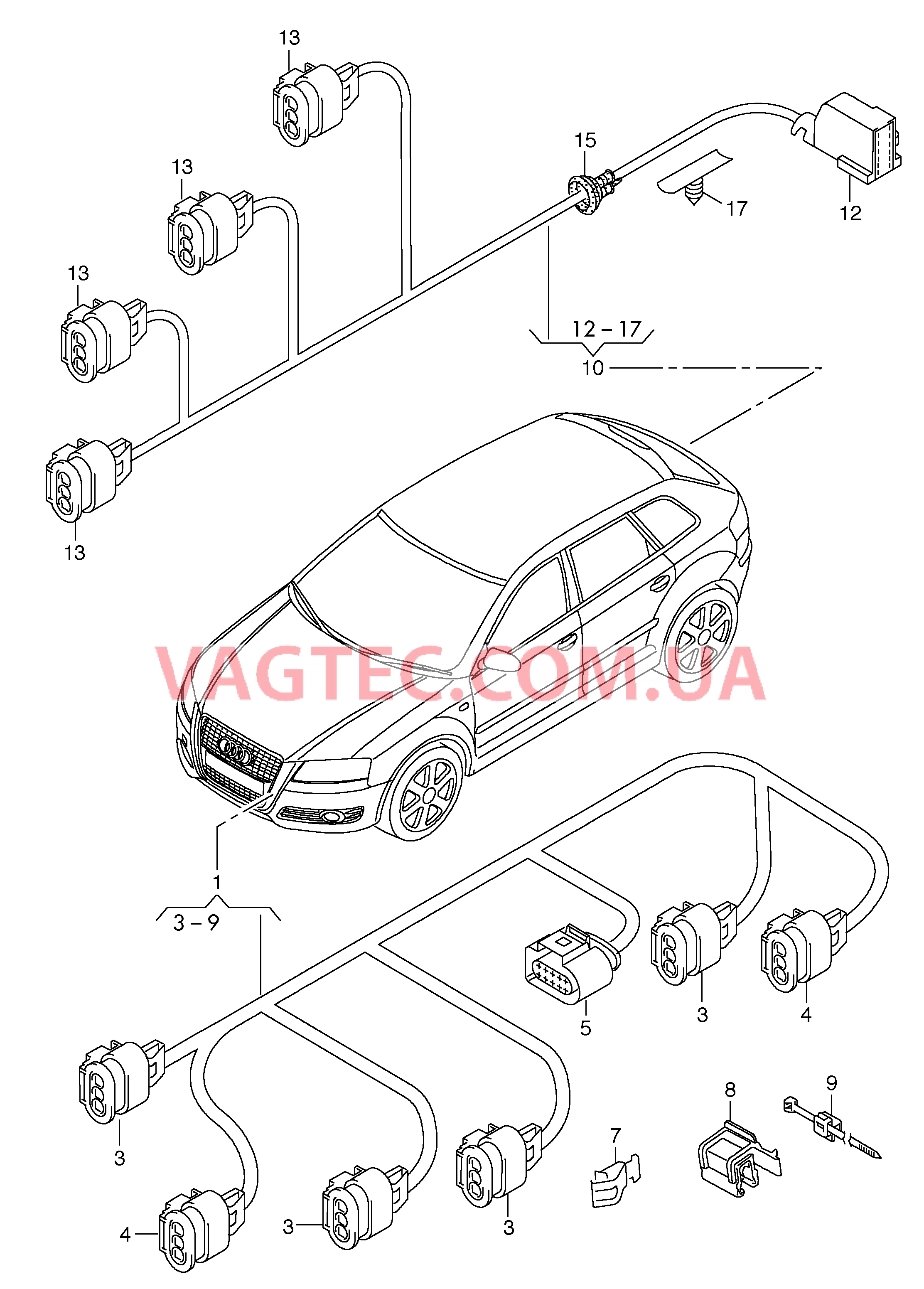 Жгут проводов для ультразвуковых датчиков  для AUDI RS3 2011