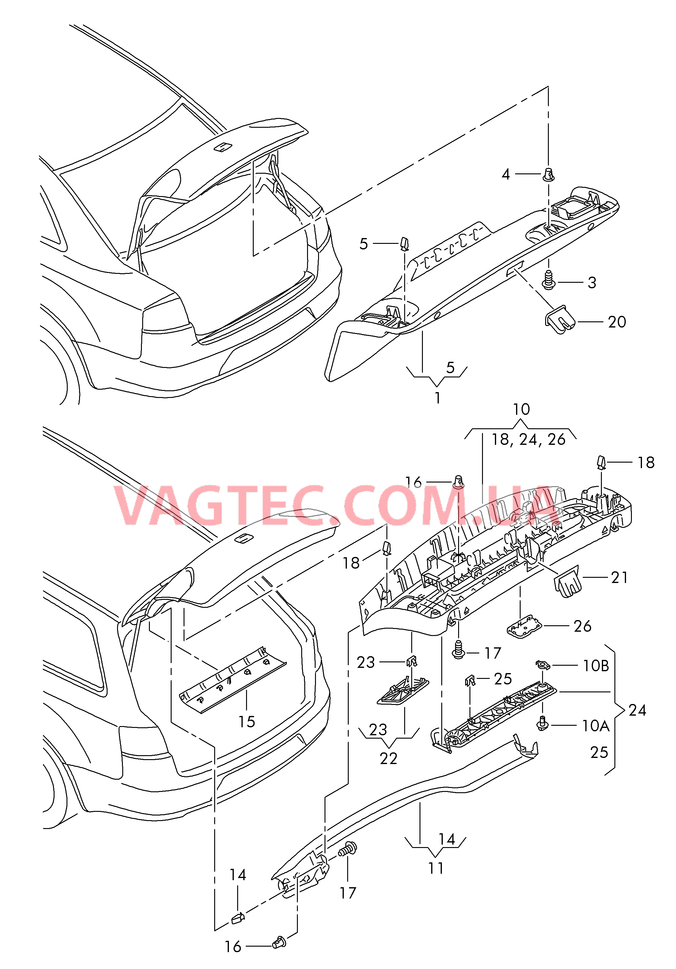 Облицовка крышки багаж. отсека  для SEAT Exeo 2010