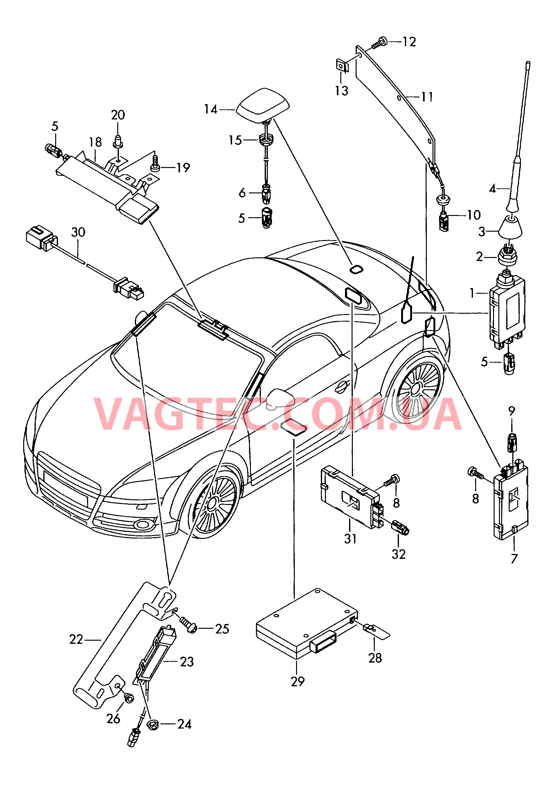 Антенна Усилитель антенны  для AUDI TT 2007