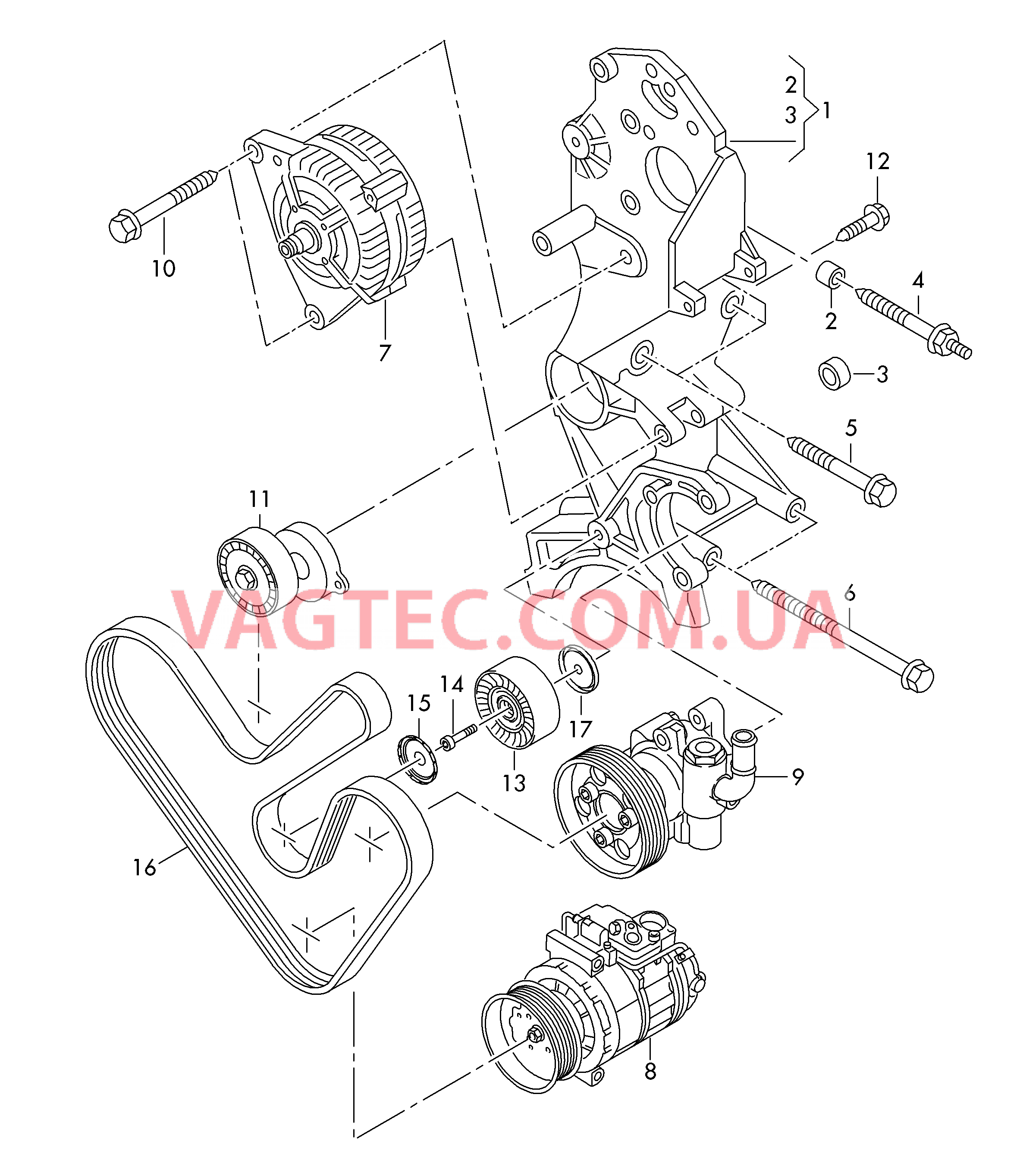 Детали подключения и крепления для генератора   D - 08.11.2011>> для SEAT Exeo 2011