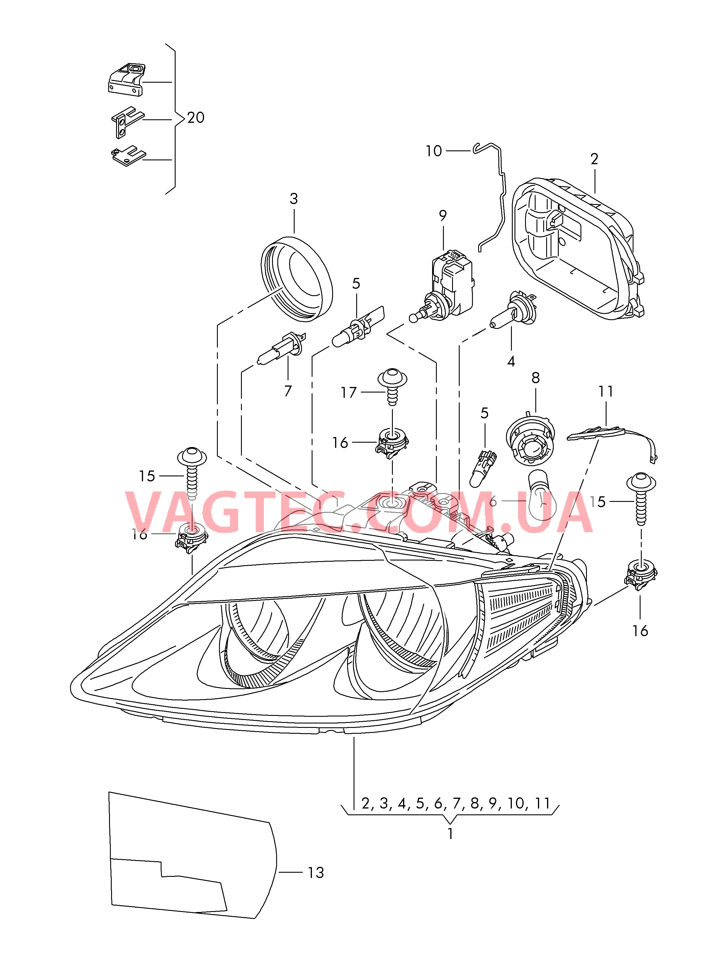 Двойная галогенная фара  для SEAT Exeo 2009