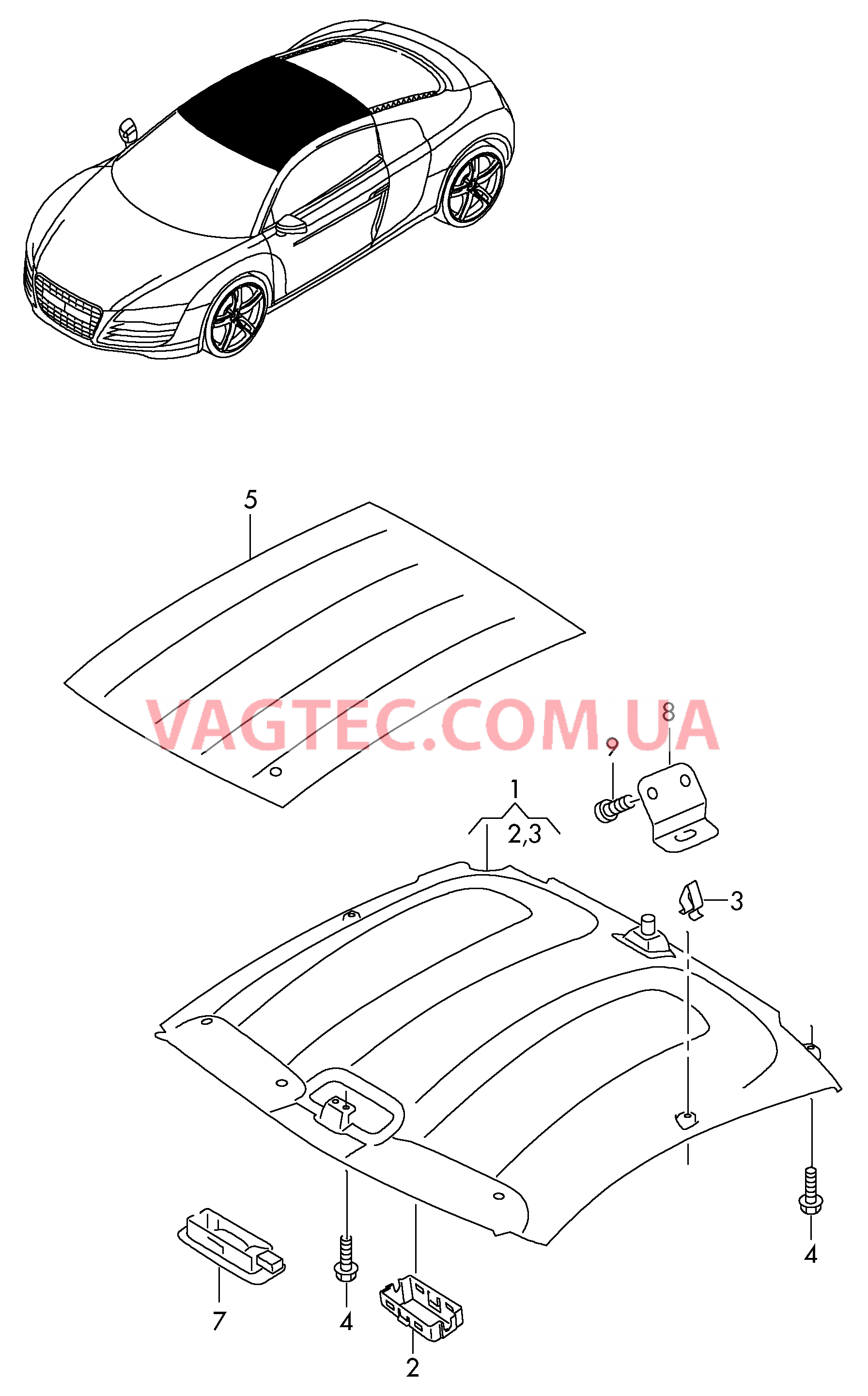 Обивка крыши Усилитель крыши  для AUDI R8 2008