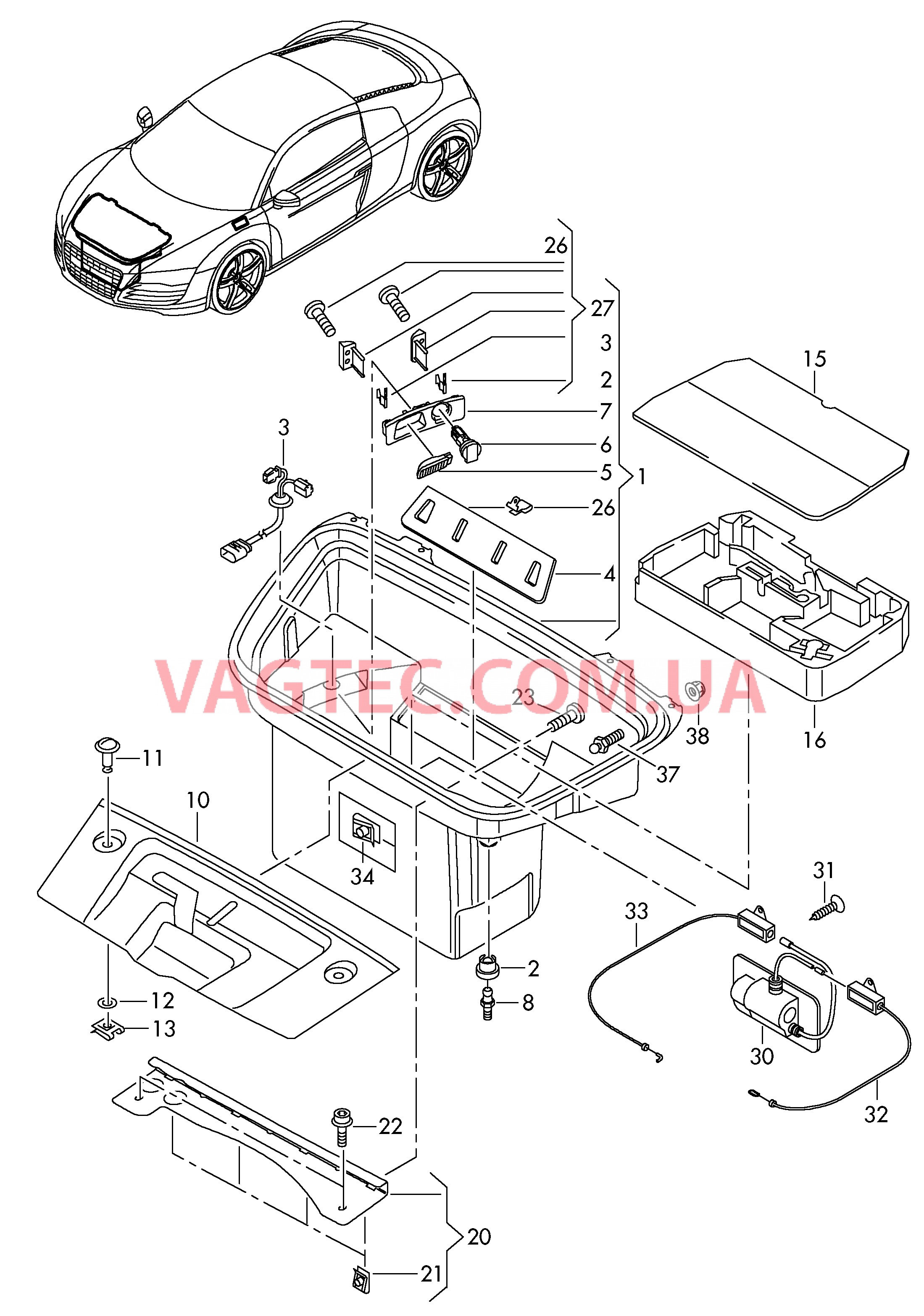 Обшивки багажника  для AUDI R8 2009