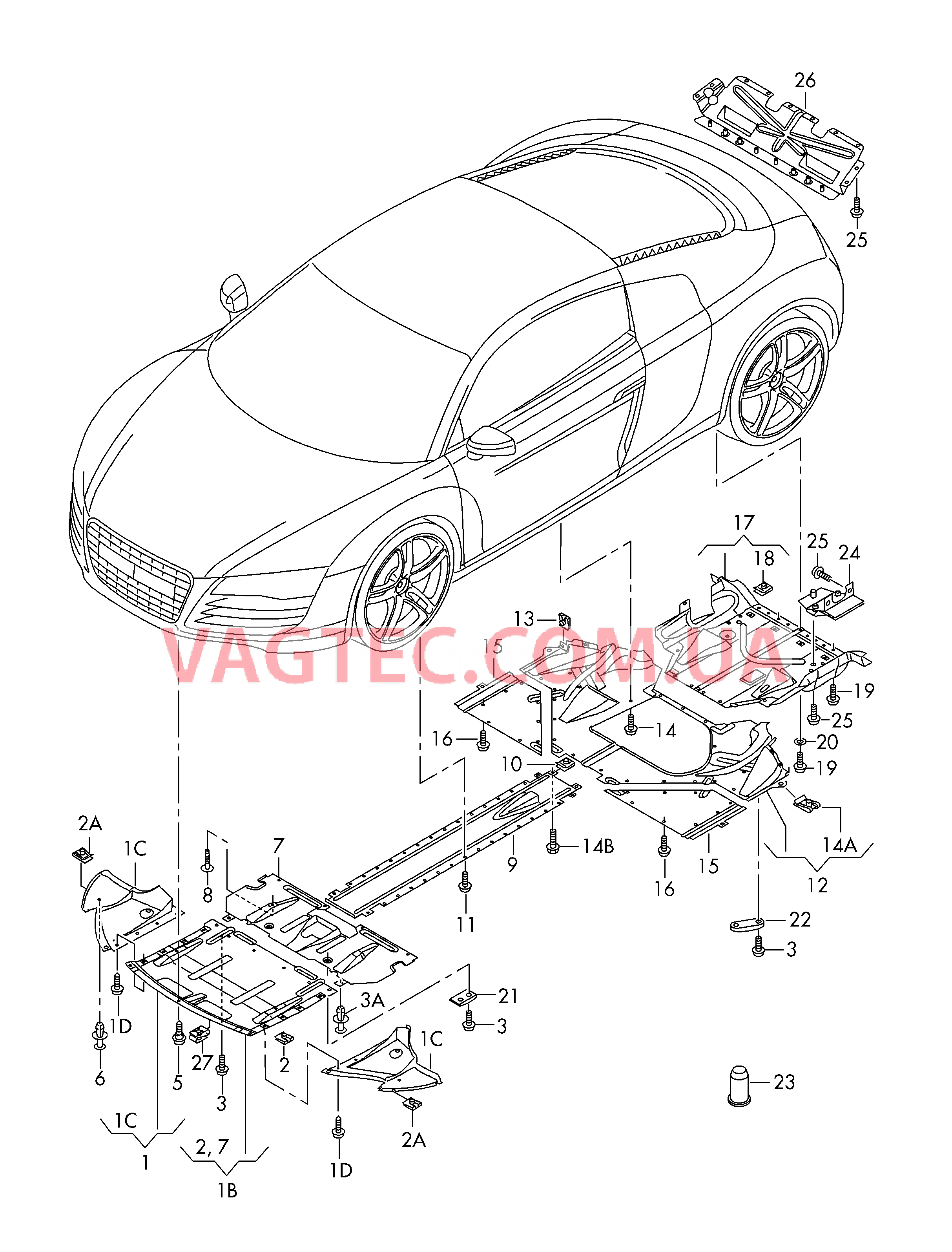 Облицовка днища  для AUDI R8 2011