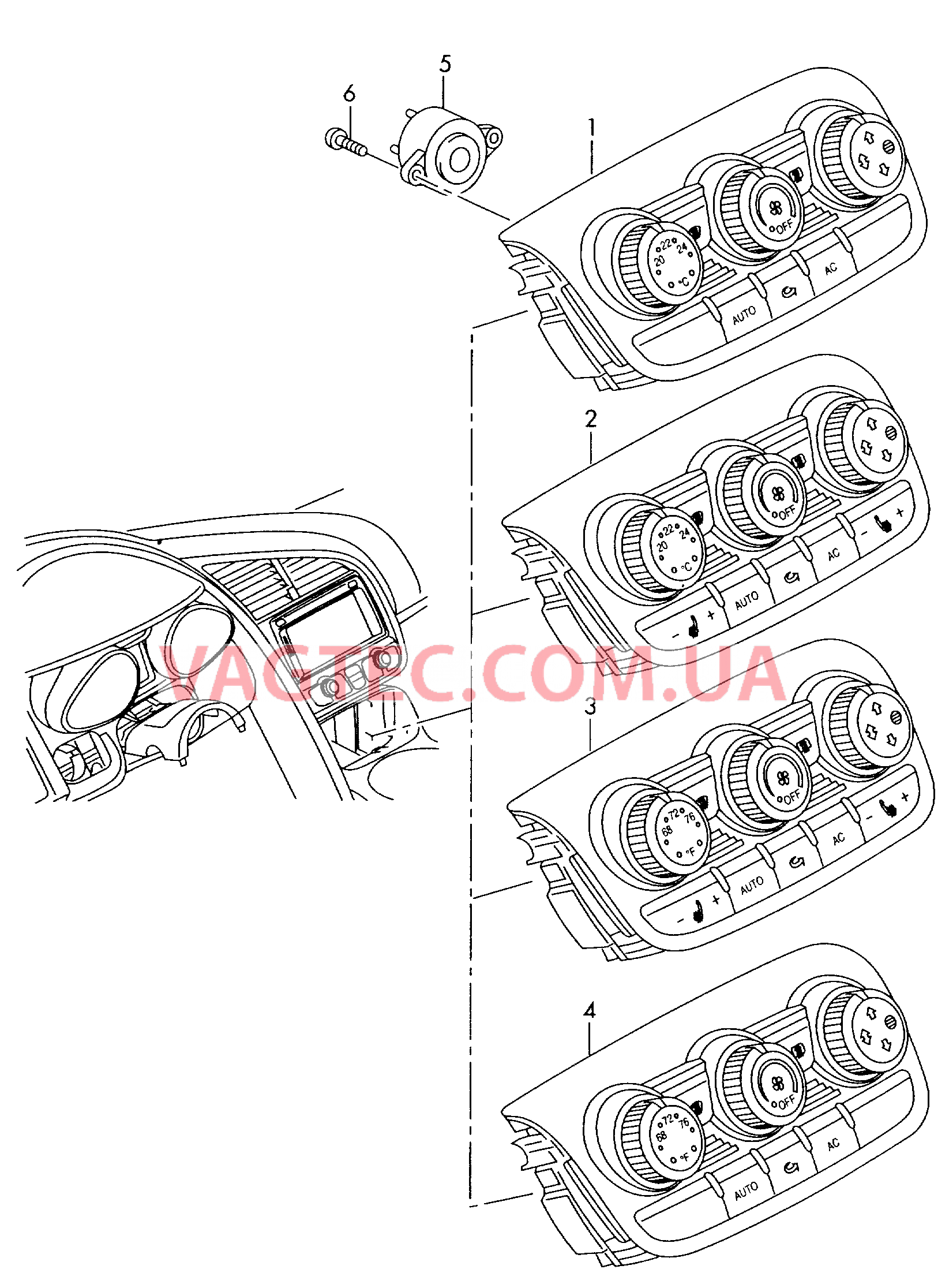 Панель управления и индикации климатической установки CLIMATRONIC  для AUDI R8 2012