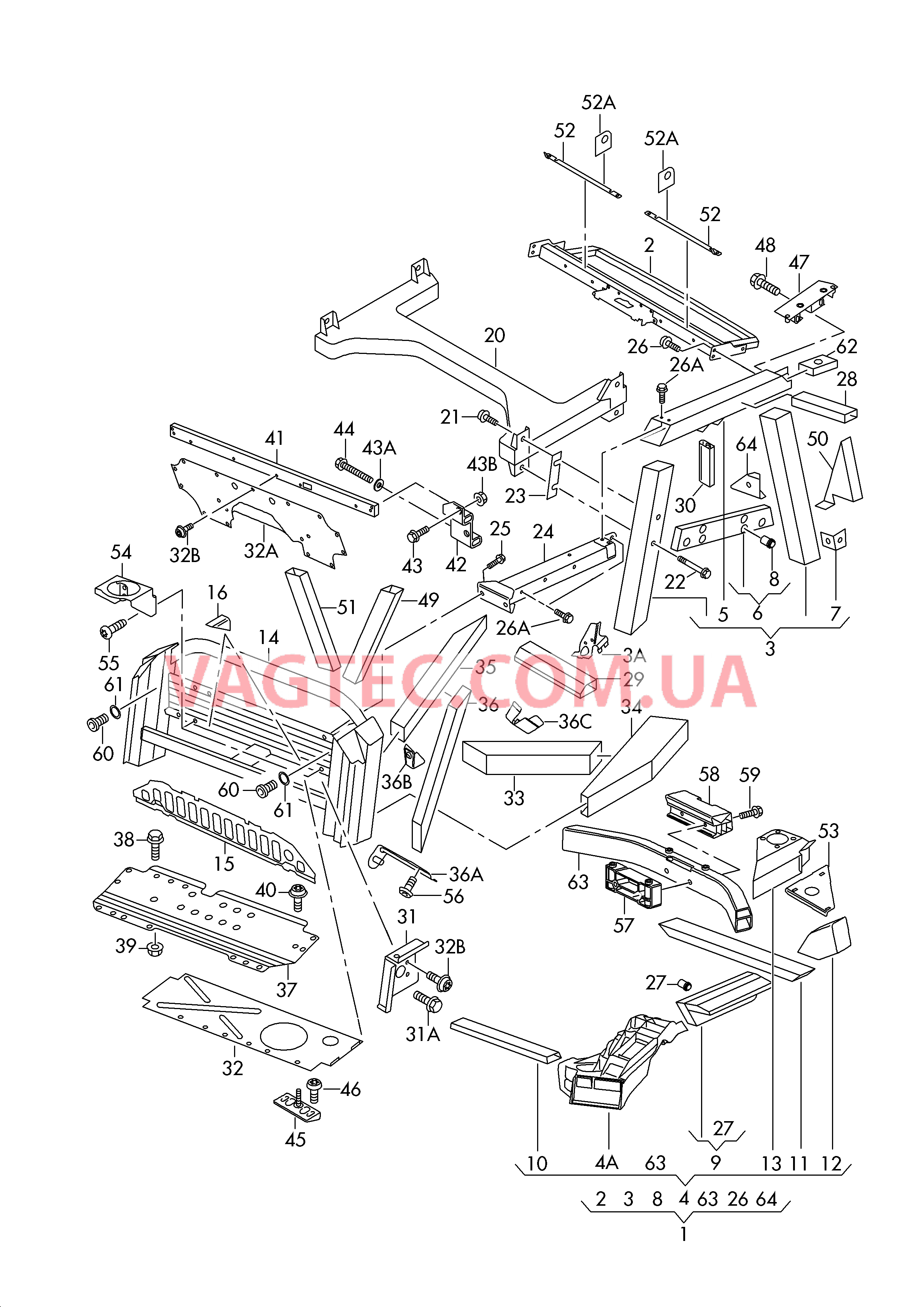 Лонжерон задняя часть Cтенка задняя  для AUDI R8 2012