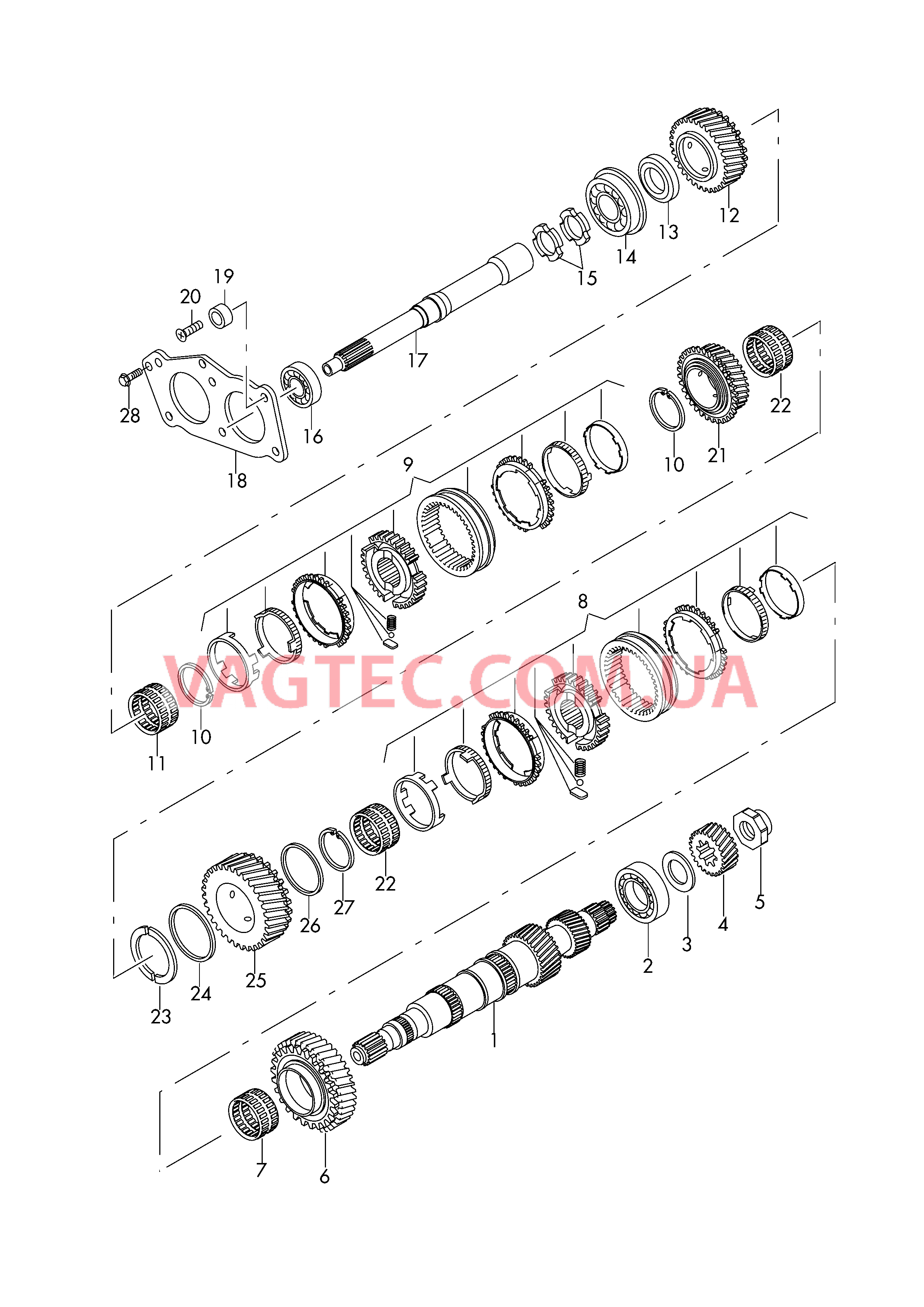 Первичный вал КолEса и валы для 6-ступен. механической КП  для AUDI R8 2008