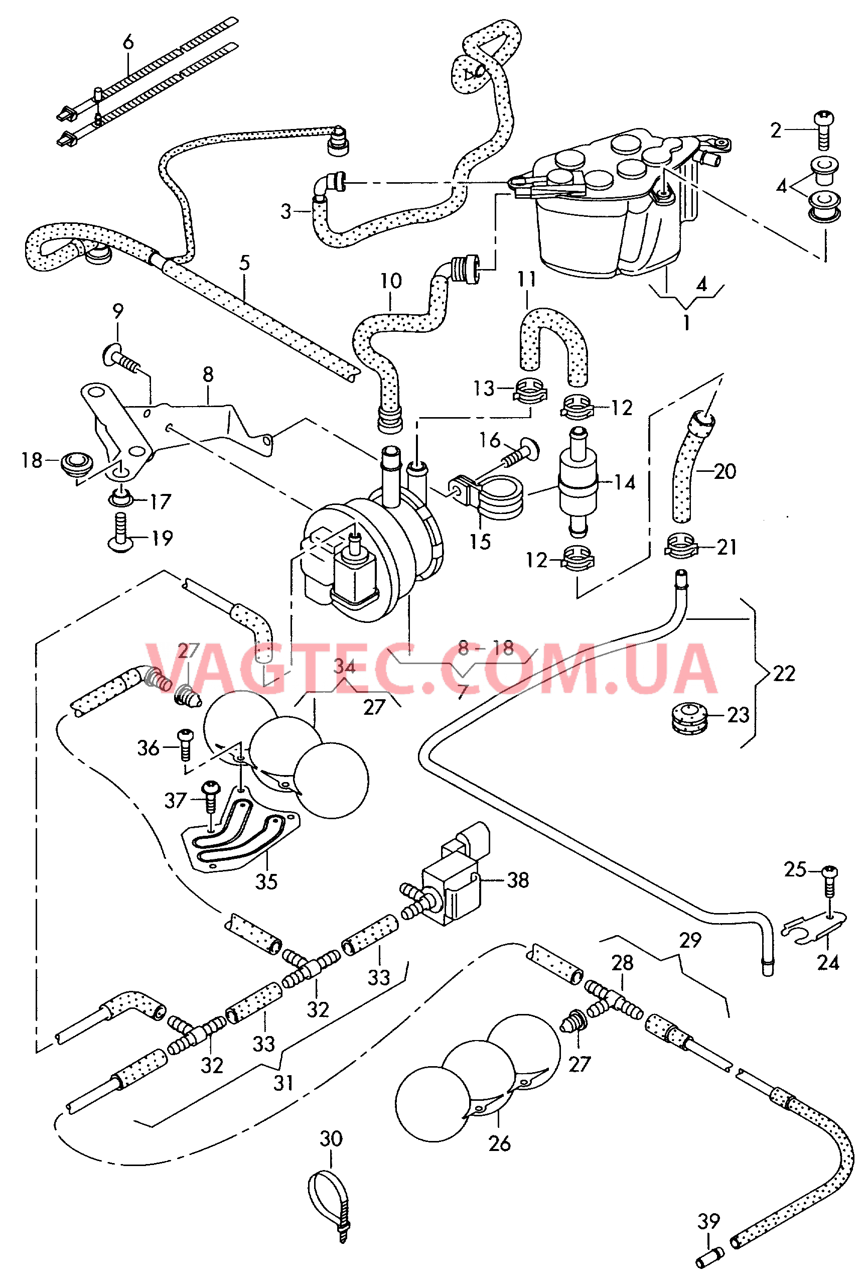 Адсорбер с диагностическим насосом топливной системы .  для AUDI R8 2008