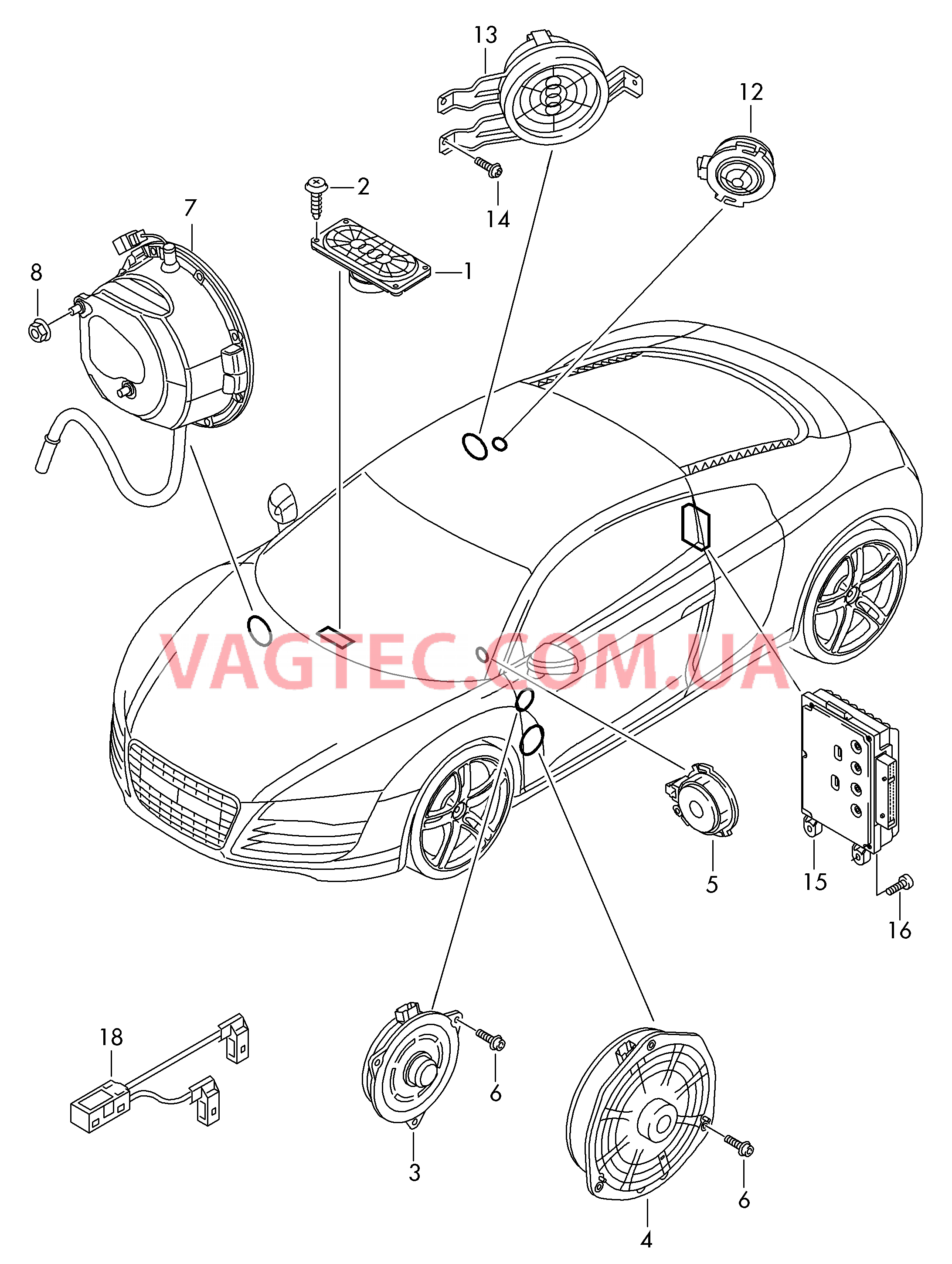 Электрические детали акустической системы  для AUDI R8 2014