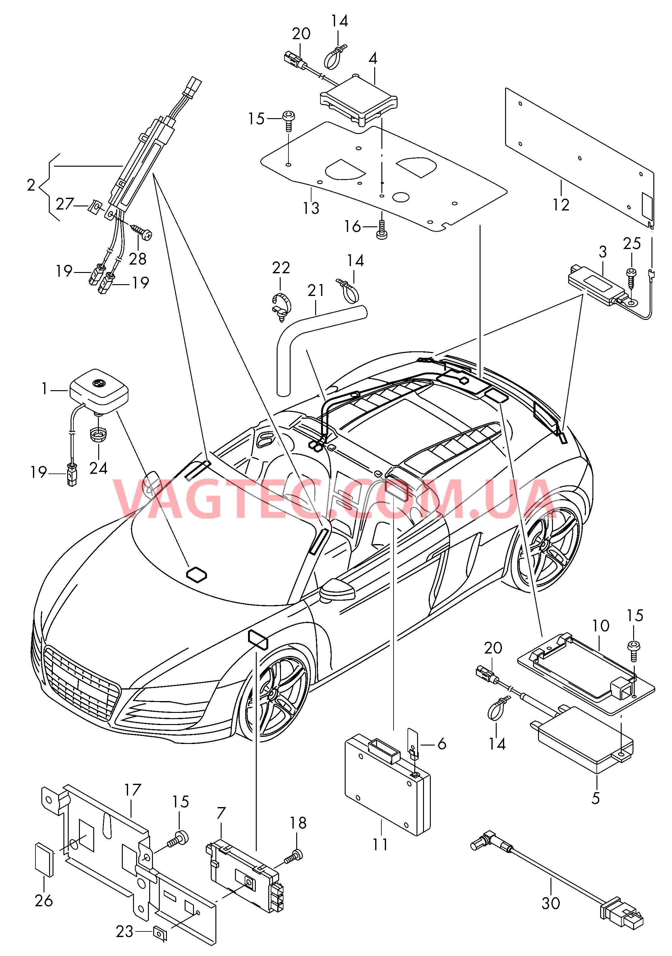 Антенна Усилитель антенны  для AUDI R8 2014