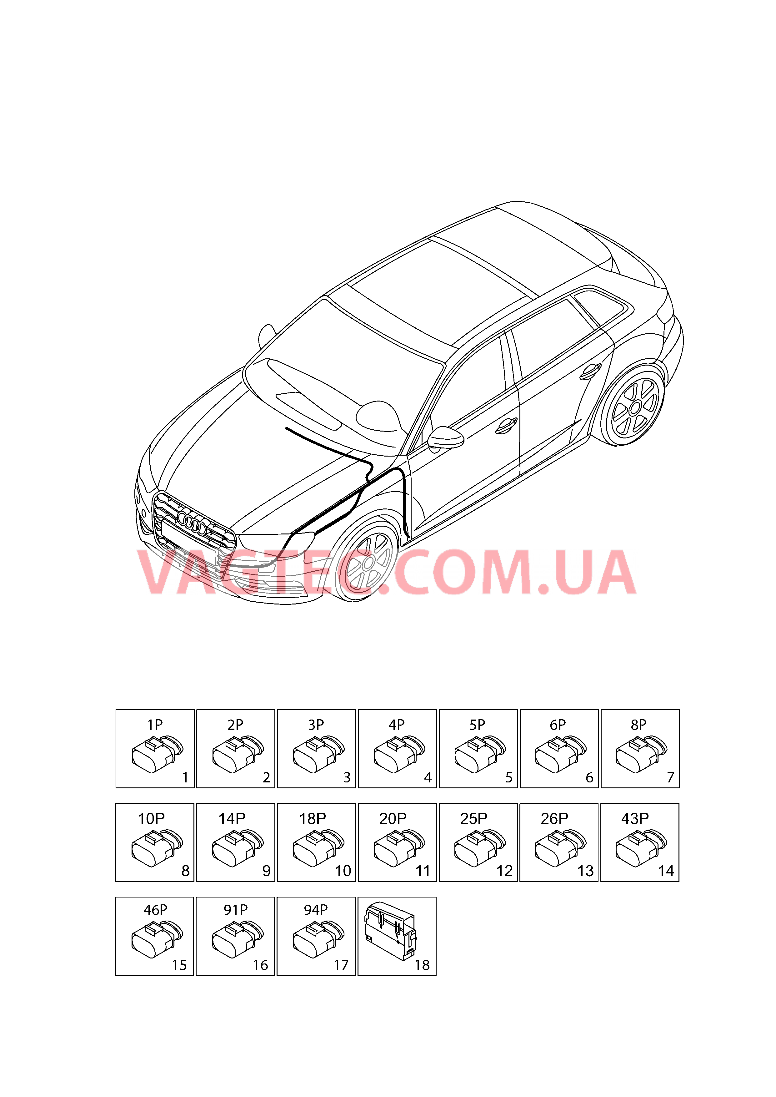 Детали не в сборе Жгут проводов для моторн. отс.                       Область:  для AUDI RS3 2017