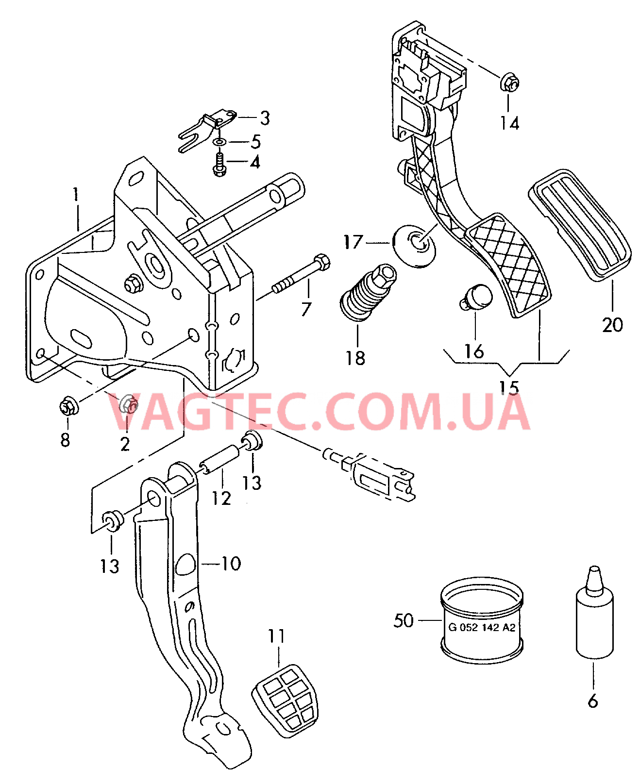 Педали тормоза и акселератора  для SEAT CO 2004