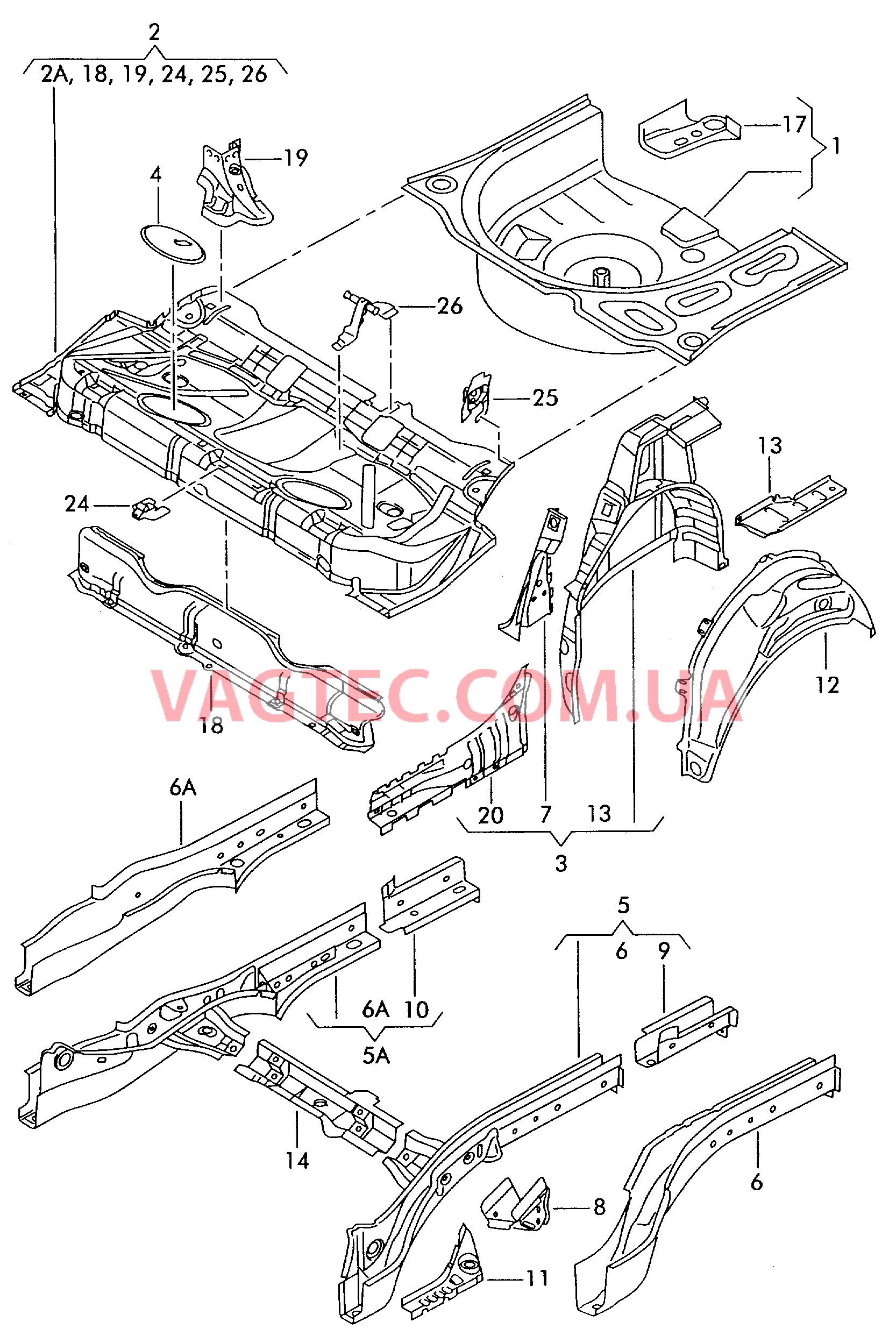 Пол багажника Лонжерон  для SEAT CO 2006