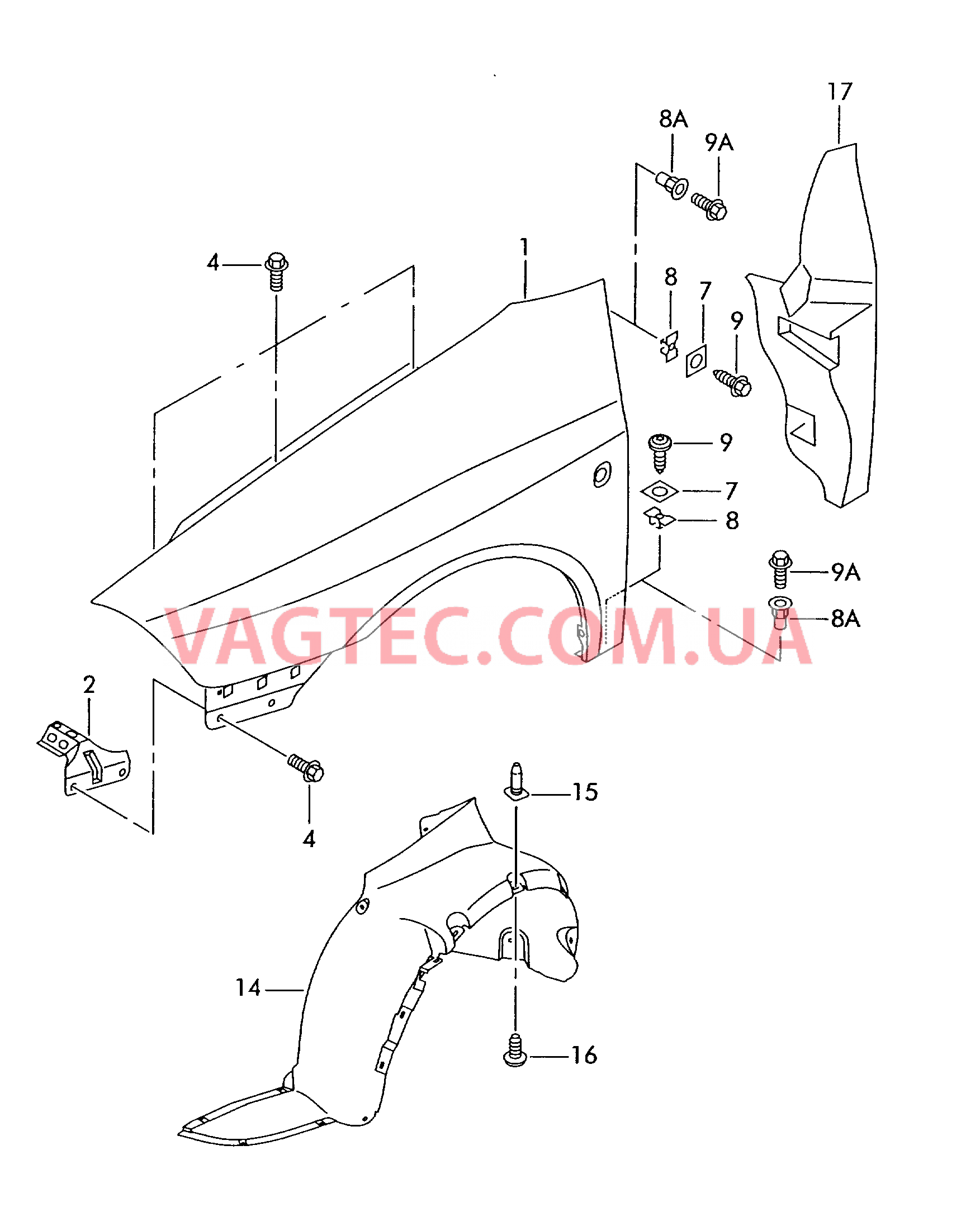 Крыло Локер колесной арки  для SEAT CO 2004