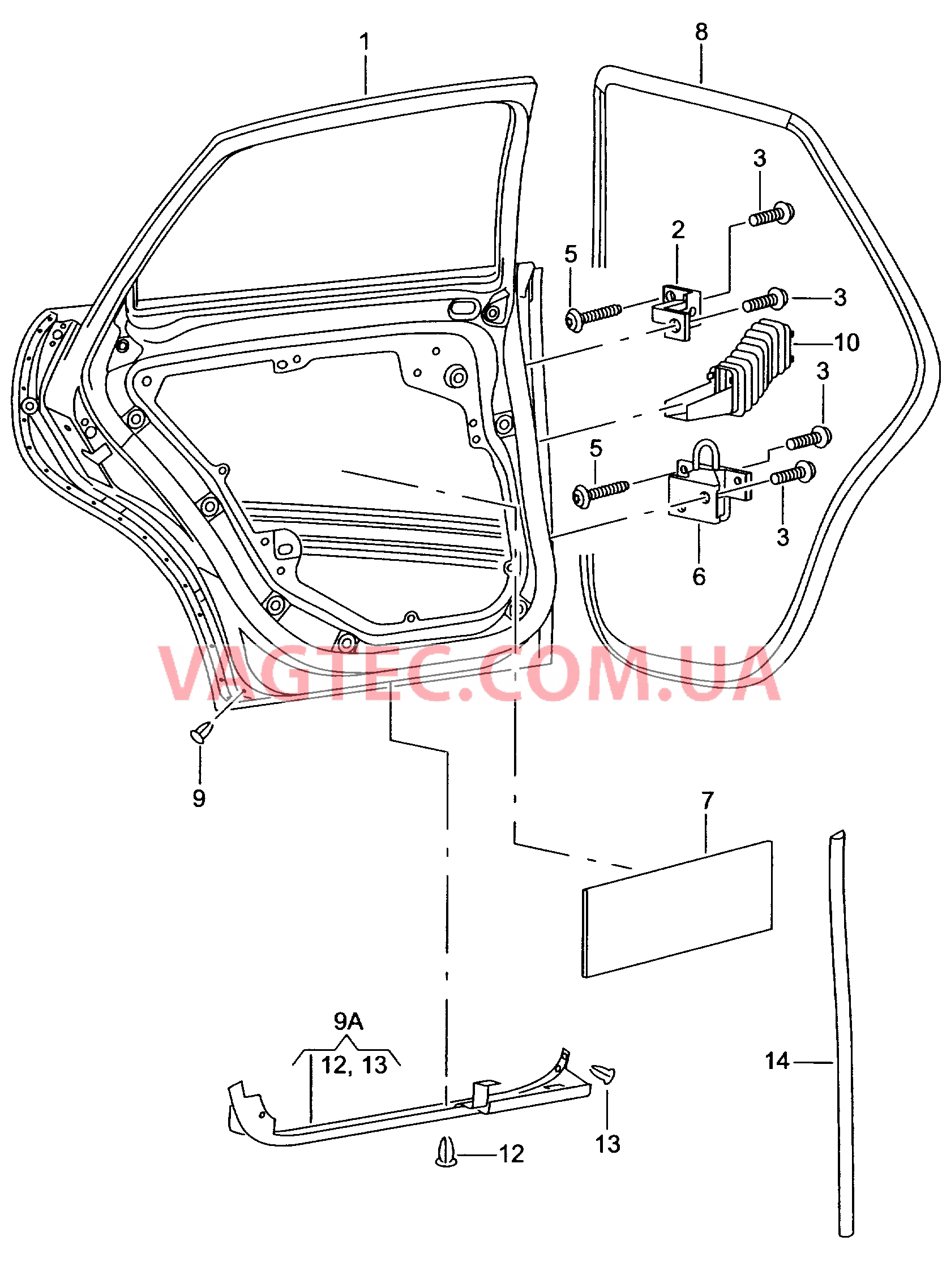 Двери Петля двери Уплотнитель двери  для SEAT CO 2004