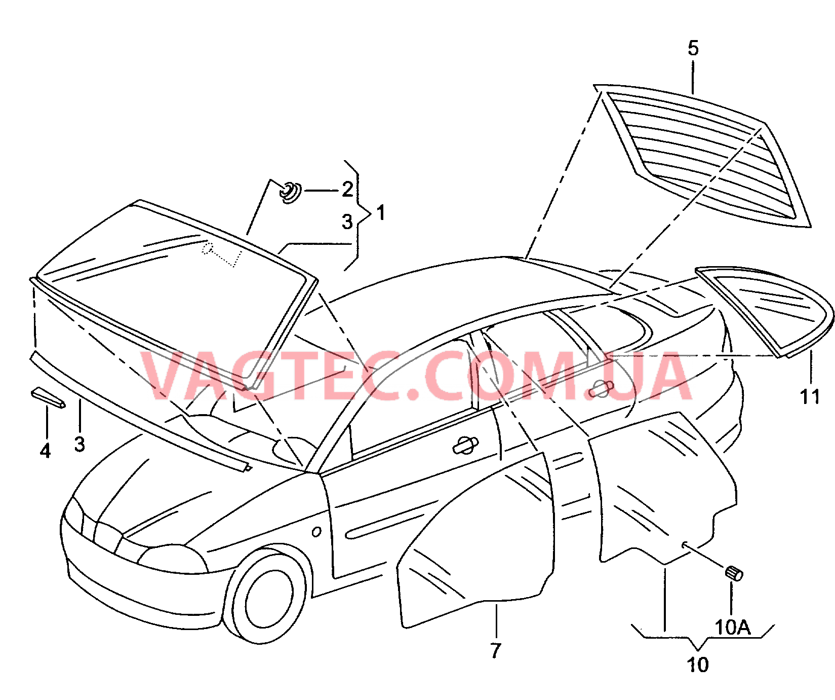 Cтекла оконные, уплотнители  для SEAT CO 2005