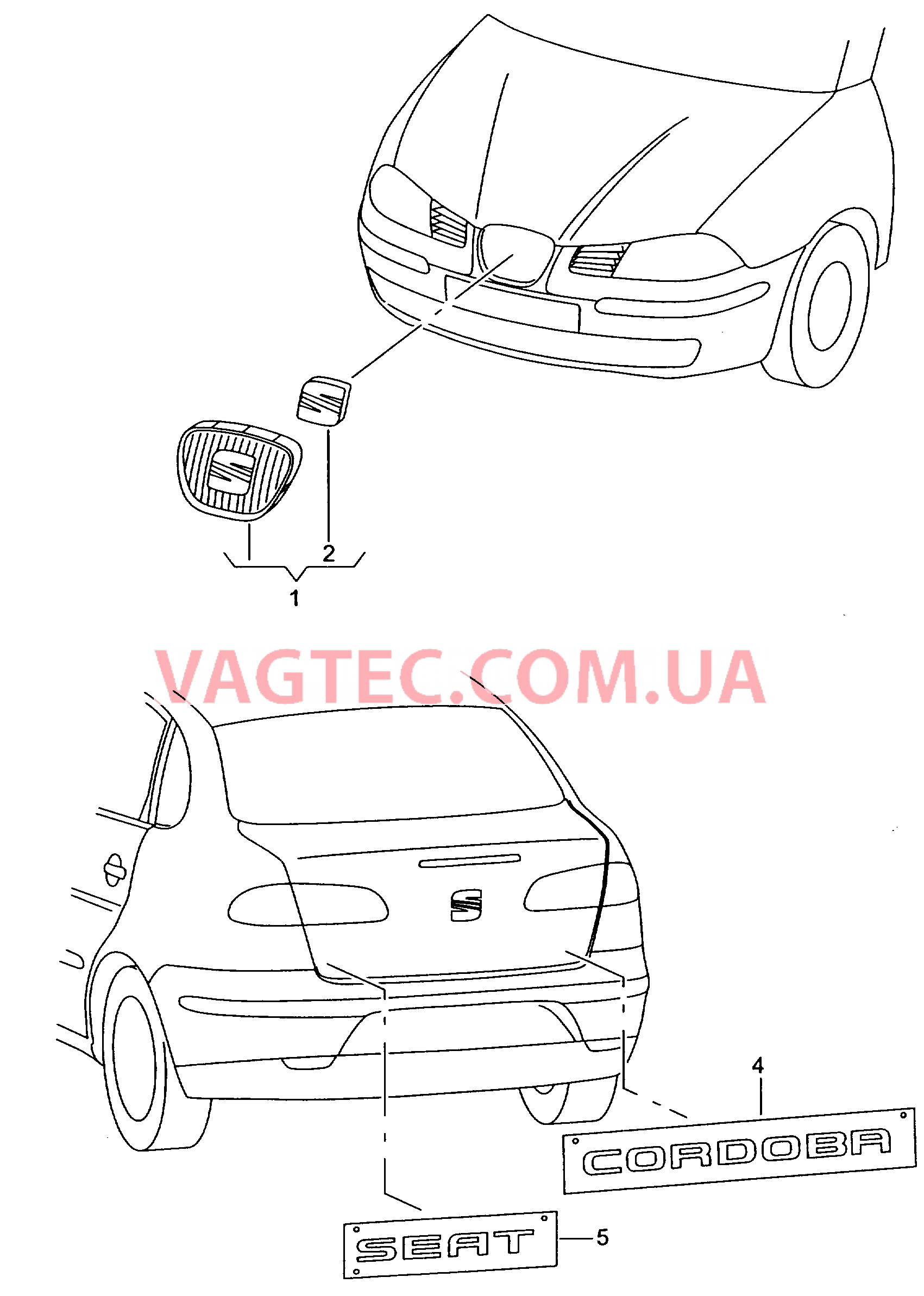 Надписи Решётка радиатора  для SEAT CO 2003