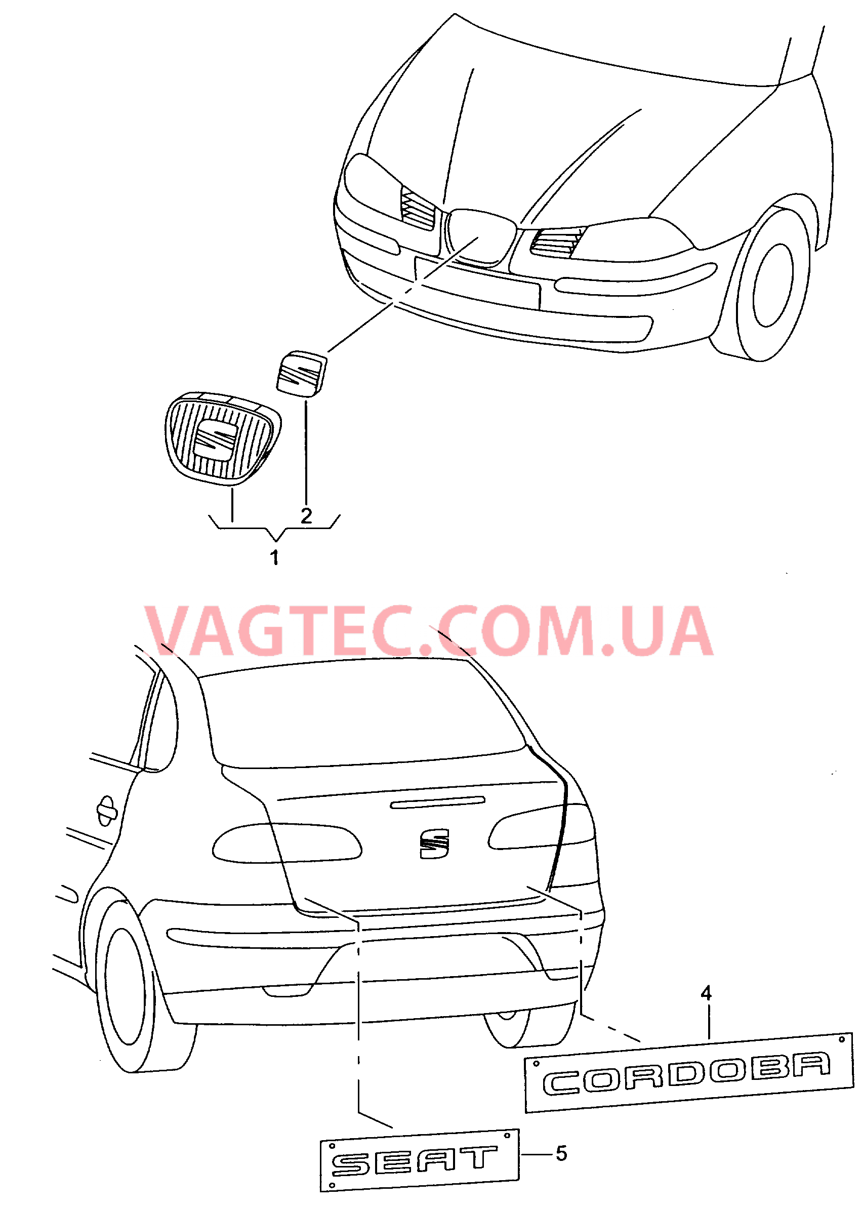 Надписи Решётка радиатора  для SEAT CO 2005