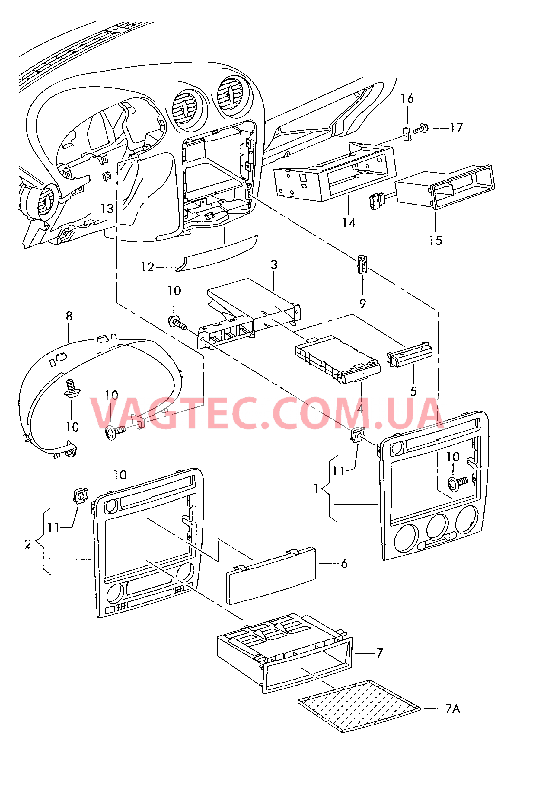 Детали, встроен. в пан. приб.  для SEAT CO 2004