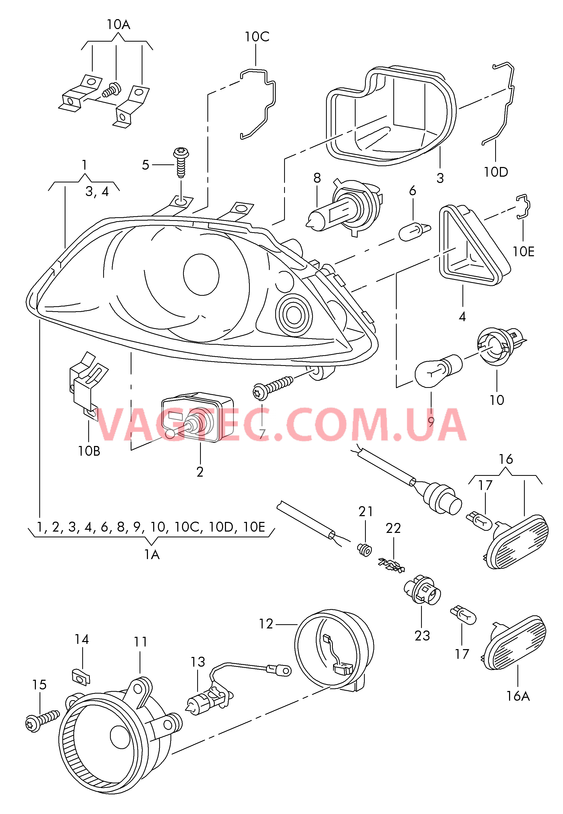 Фары с галогенными лампами Галоген. противотуманная фара Фонарь указателя поворота  для SEAT Ibiza 2009