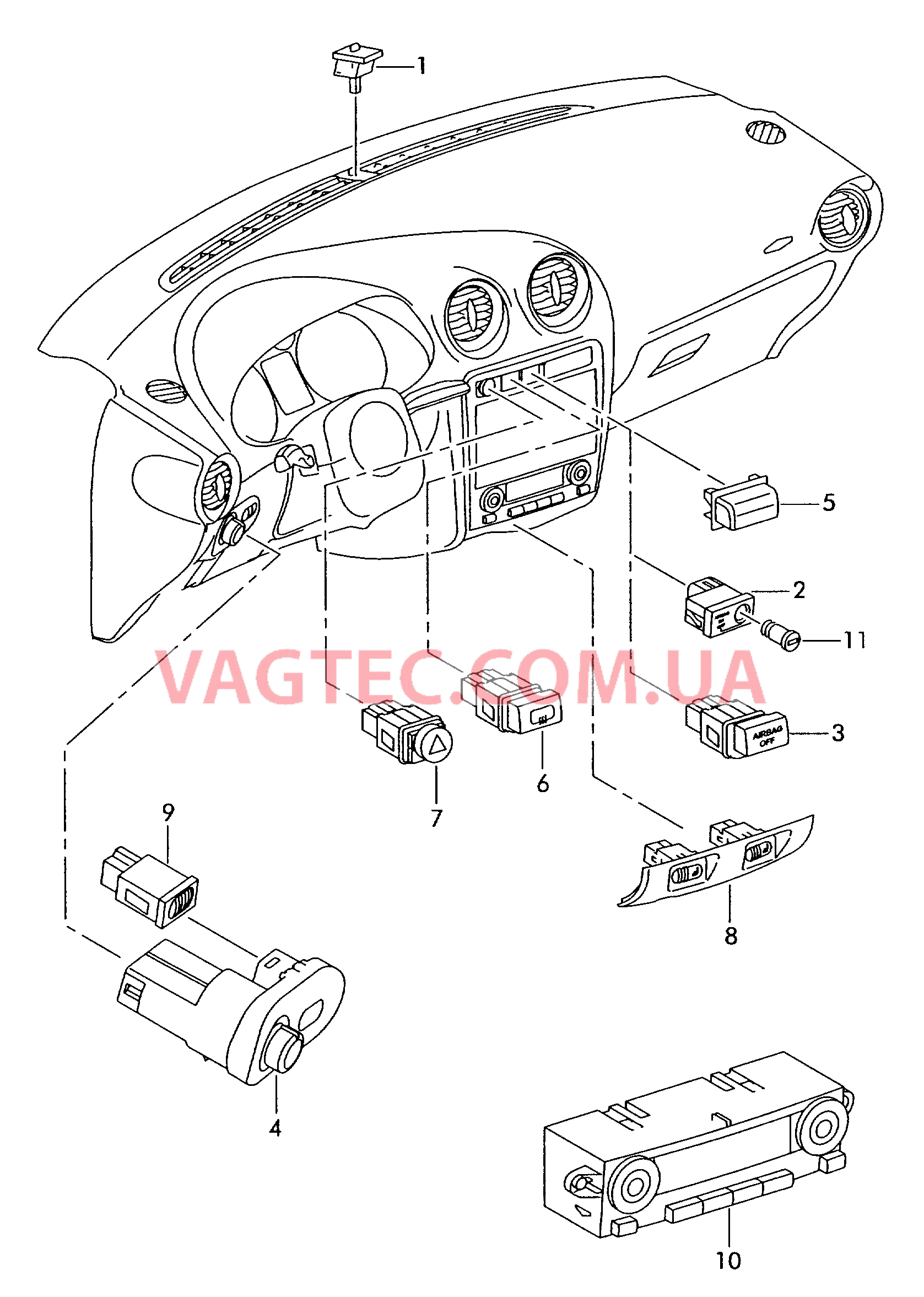 Выключатель в панели приборов  для SEAT CO 2006