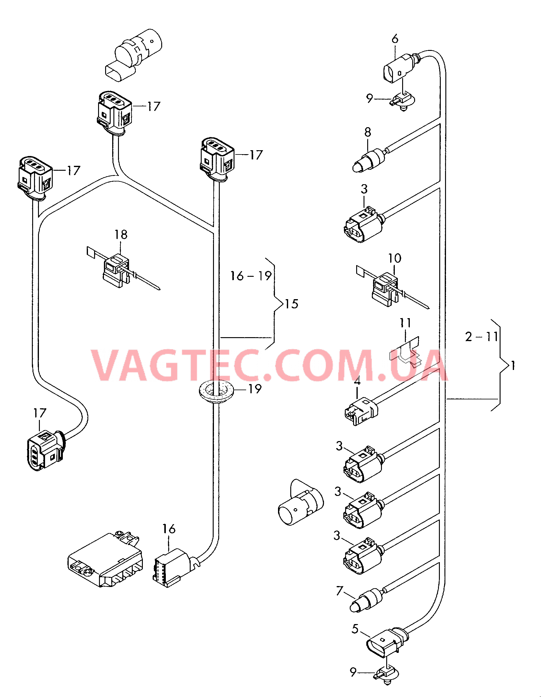 Жгут проводов для бампера Жгут проводов для ультразвуковых датчиков  для AUDI A6Q 2005-1