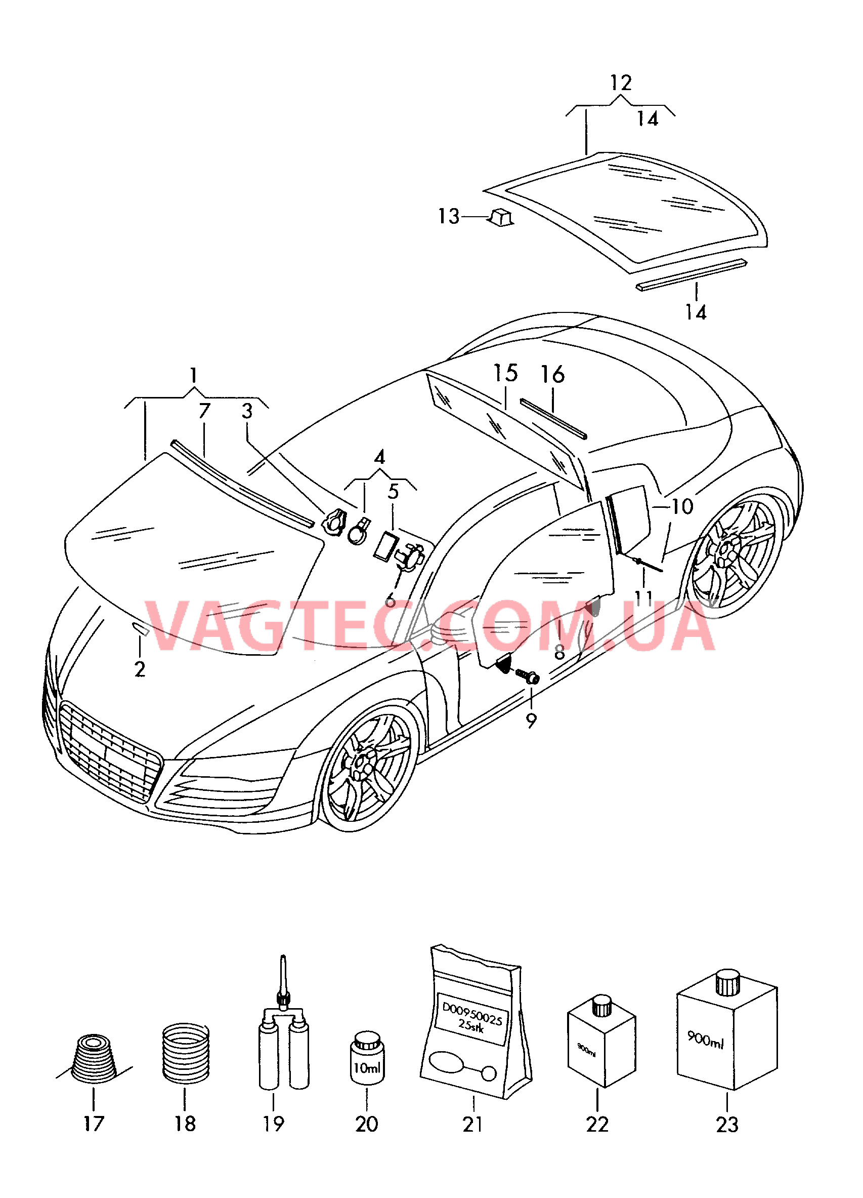 Стёкла  для AUDI R8 2009