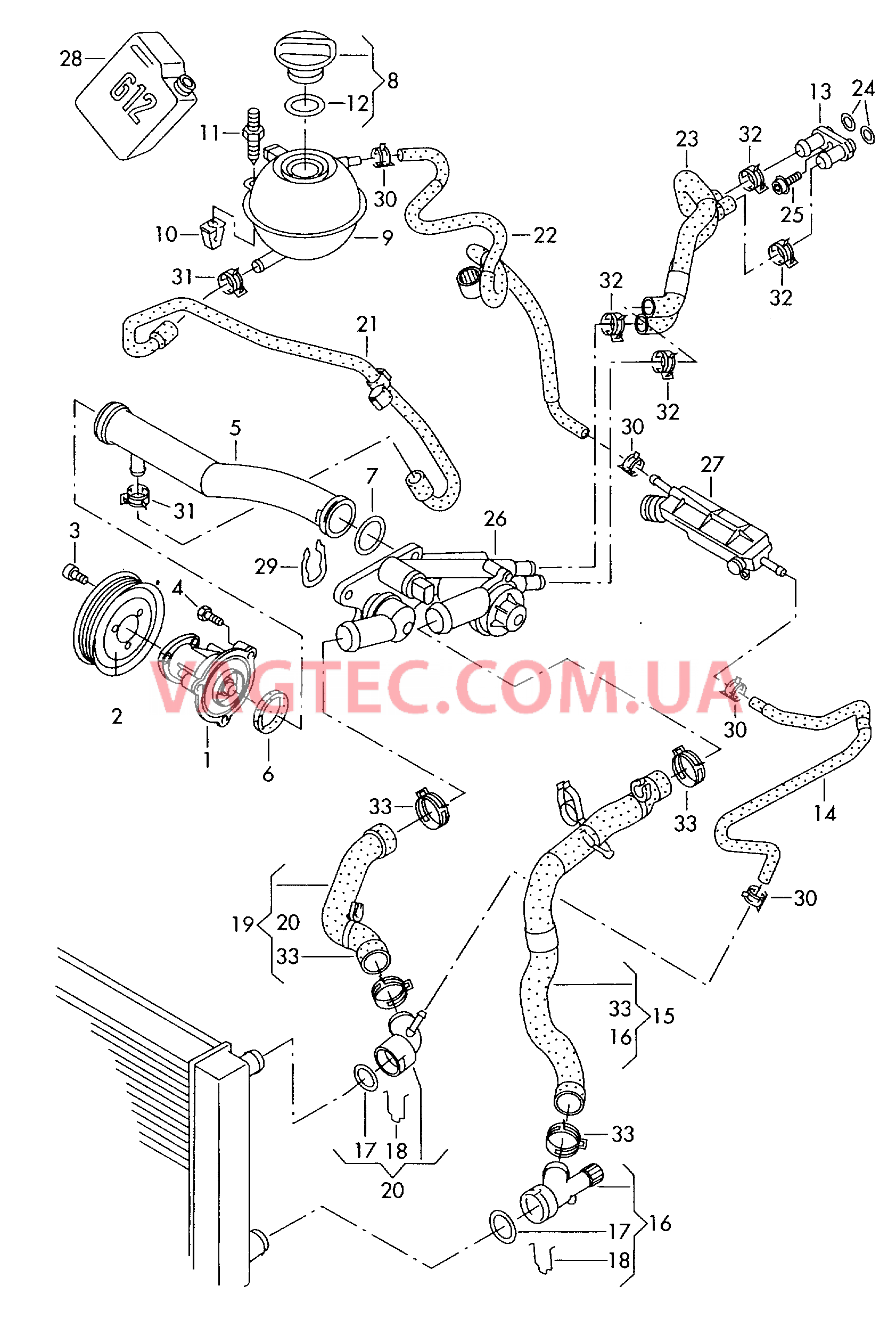 Насос системы охлаждения Шланги ОЖ и трубки Бачок, компенсационный  для SEAT Ibiza 2006