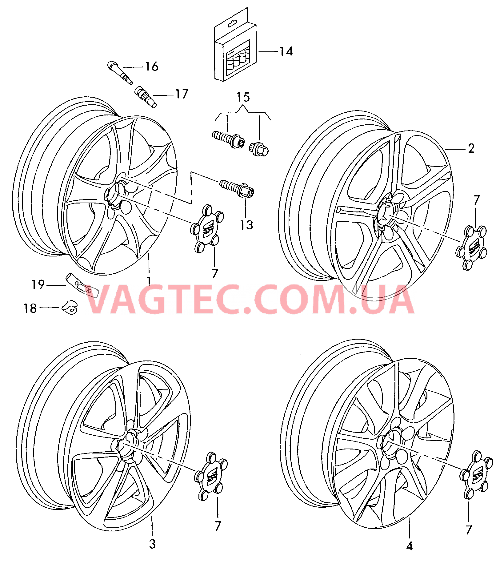 Алюминиевый диск  см. панель иллюстраций:  для SEAT Ibiza 2007